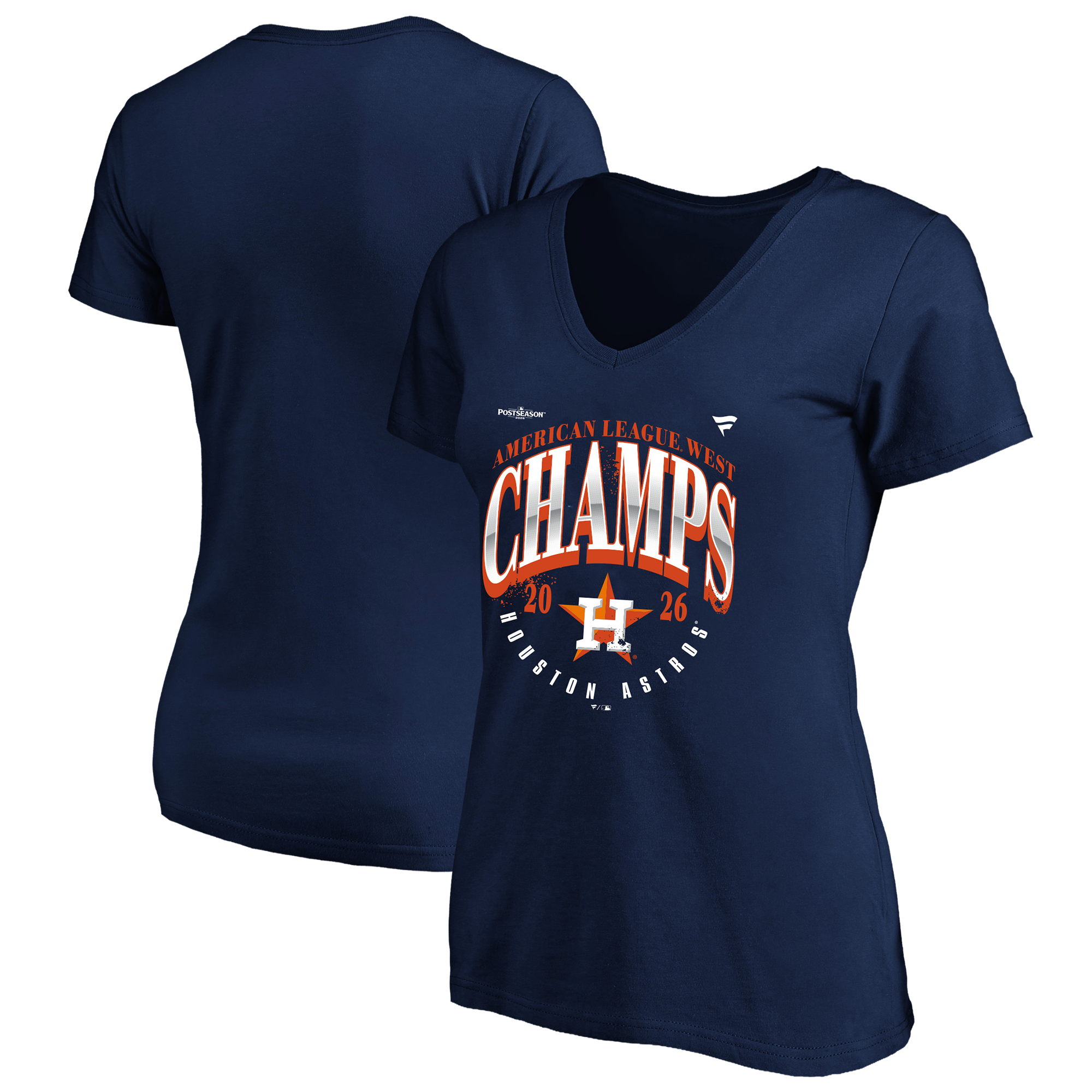 Women's Fanatics Navy Houston Astros 2026 AL West Division Champions Plus Size Locker Room V-Neck T-Shirt