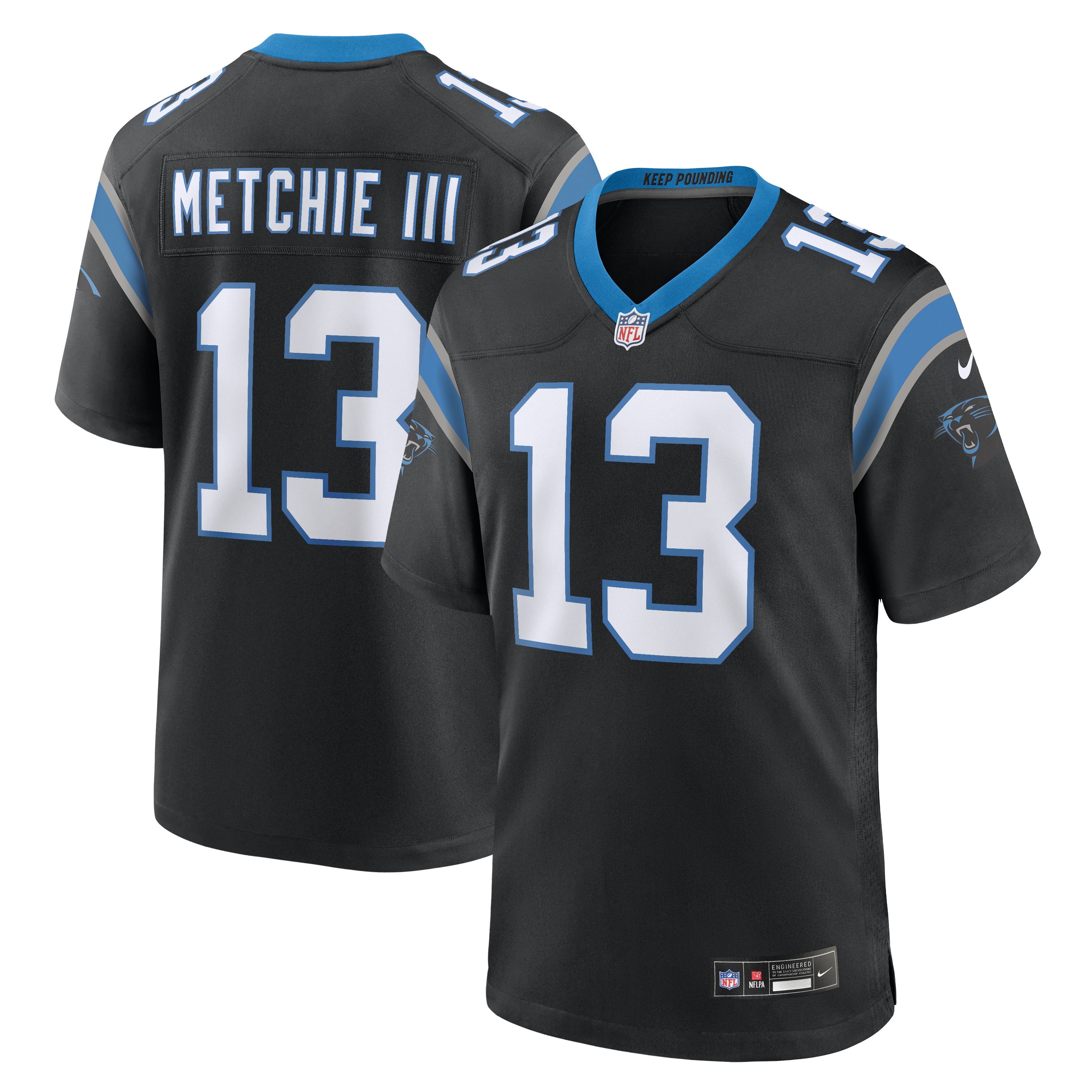 Men's Nike John Metchie III Black Carolina Panthers Team Game Jersey