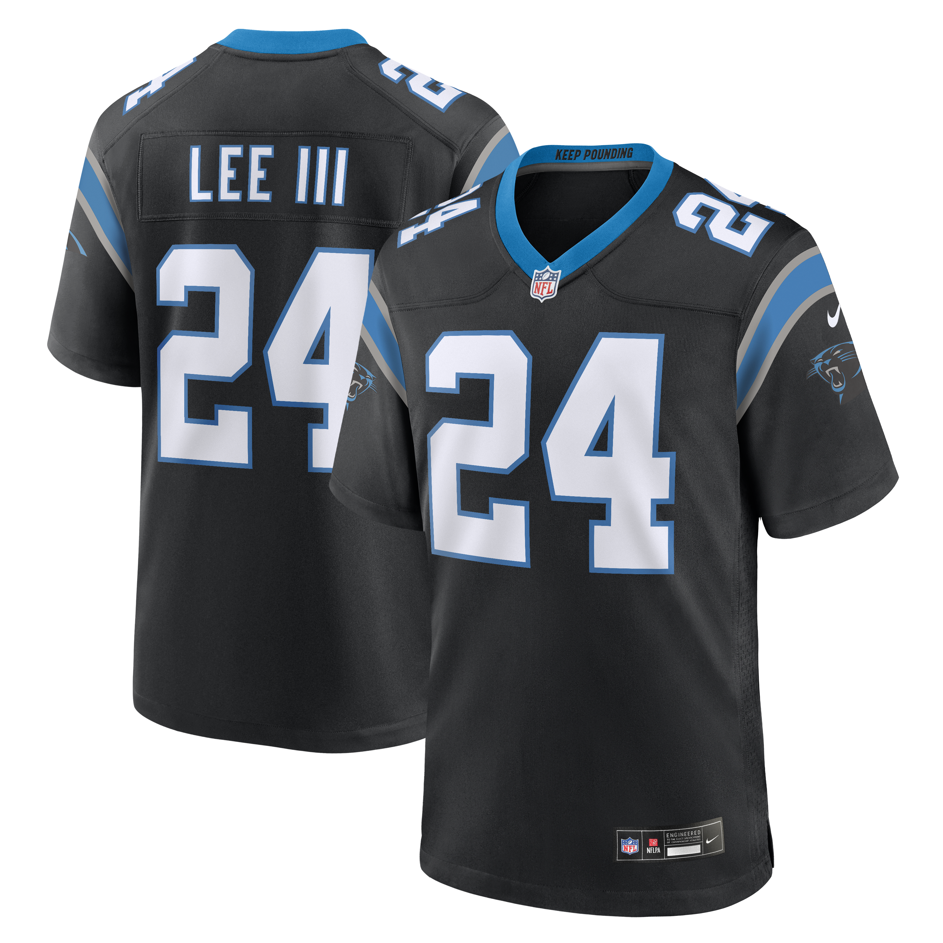 Men's Nike Will Lee III Black Carolina Panthers Team Game Jersey