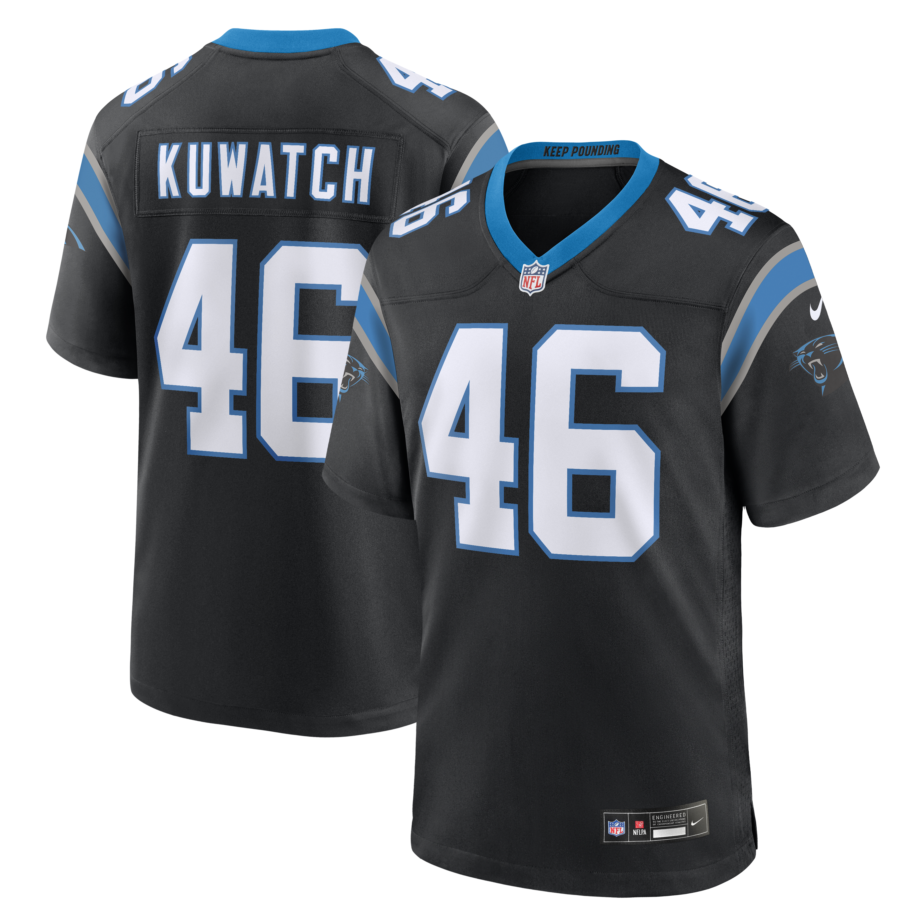 Men's Nike Jackson Kuwatch Black Carolina Panthers Team Game Jersey