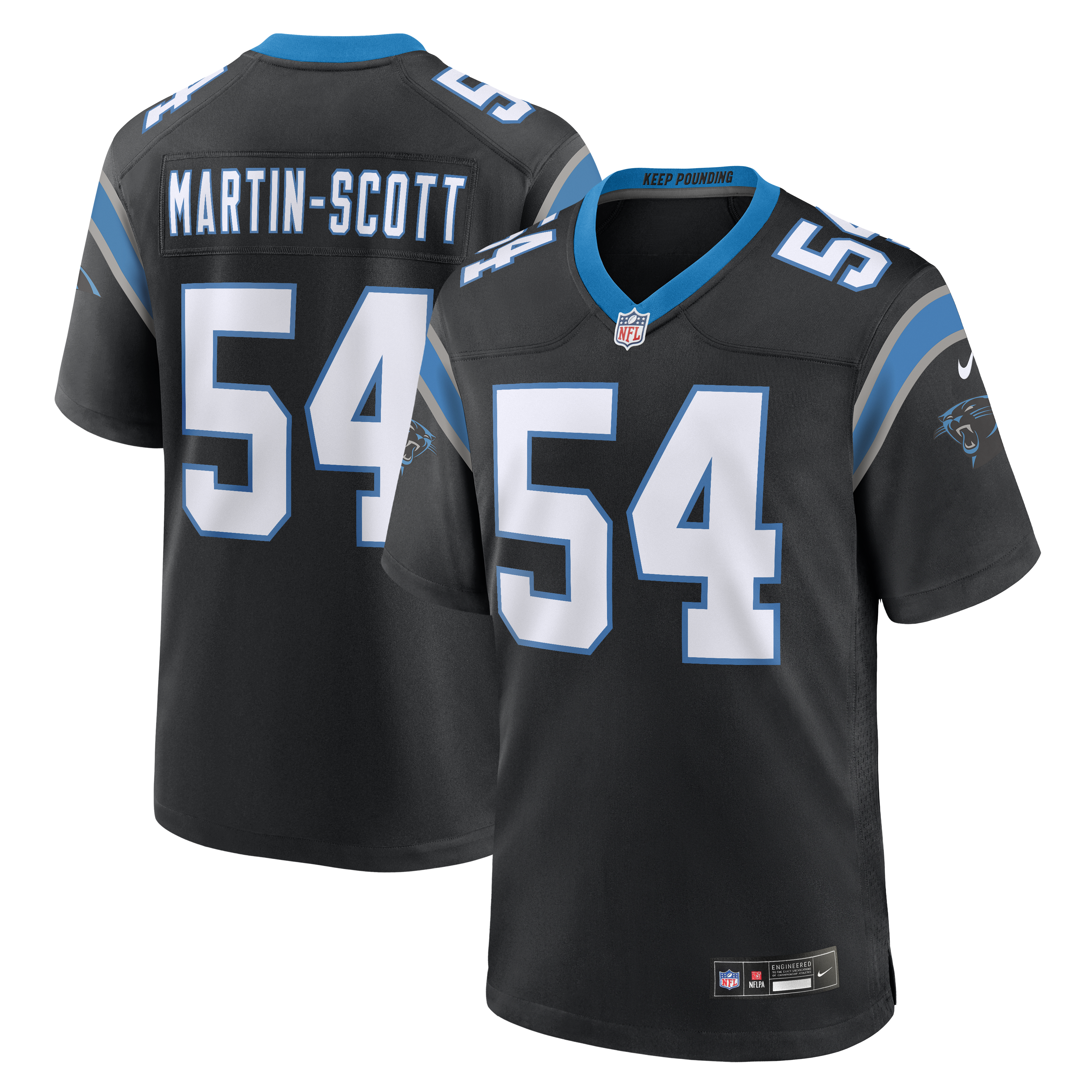 Men's Nike Bam Martin Scott Black Carolina Panthers Team Game Jersey