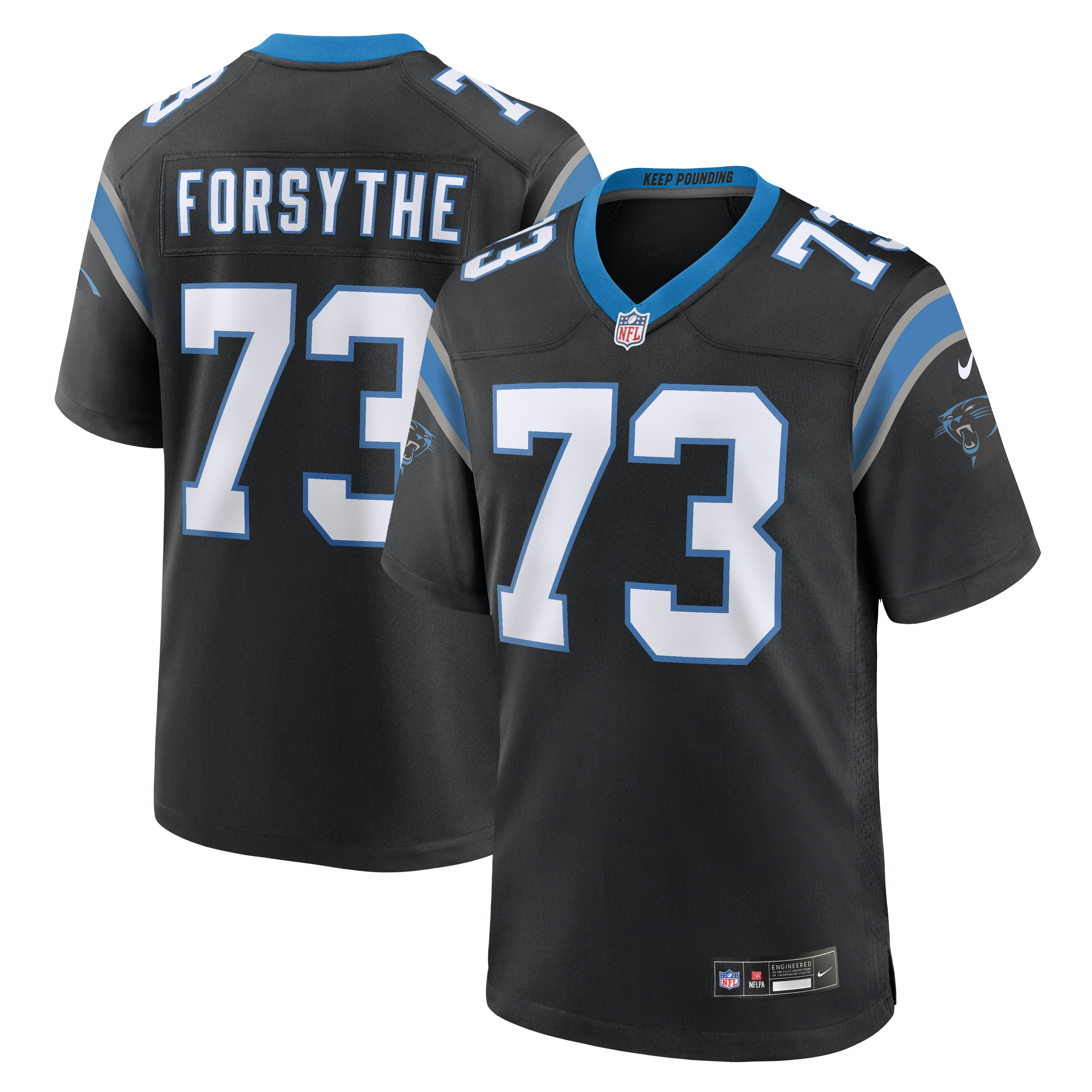 Men's Nike Stone Forsythe Black Carolina Panthers Team Game Jersey