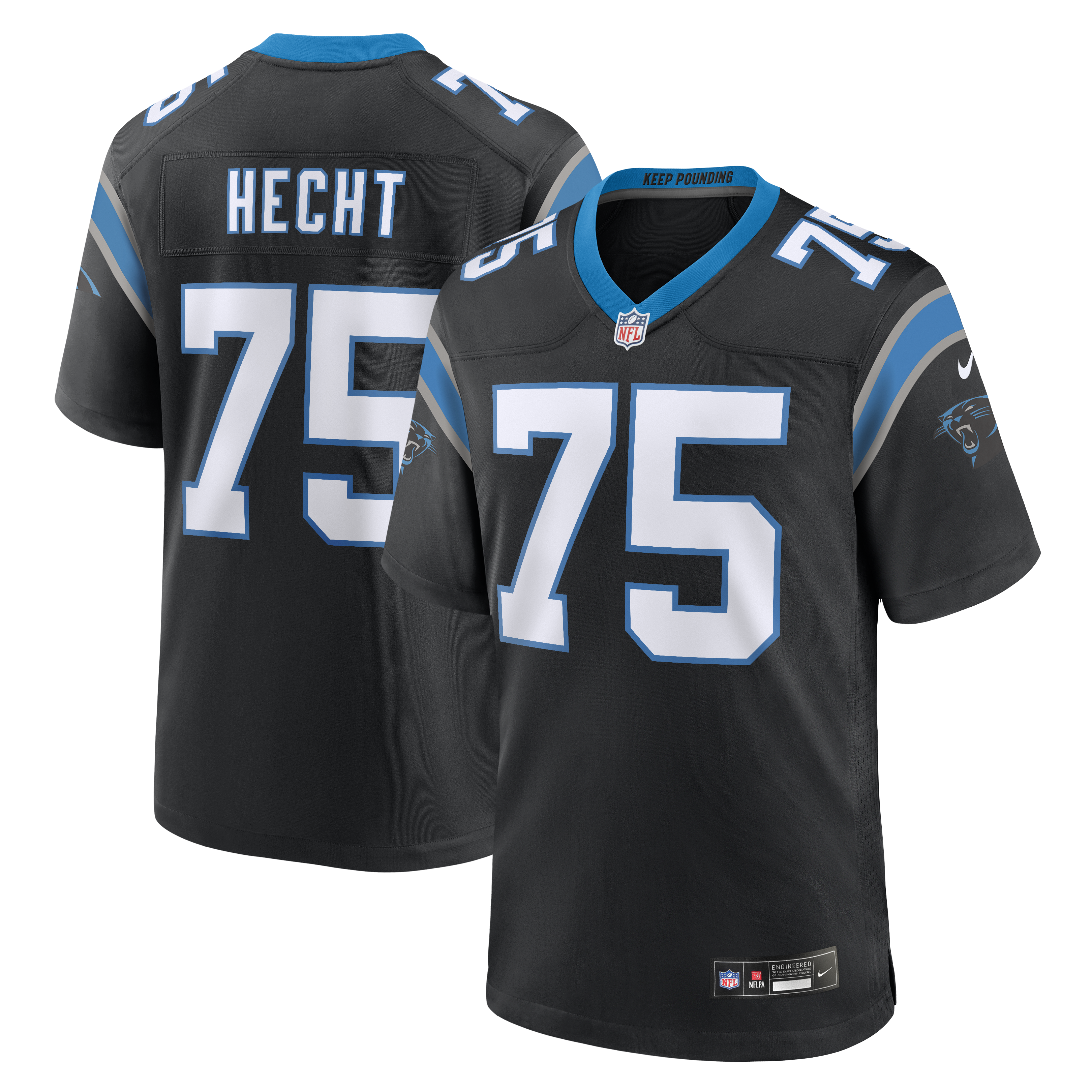 Men's Nike Sam Hecht Black Carolina Panthers Team Game Jersey