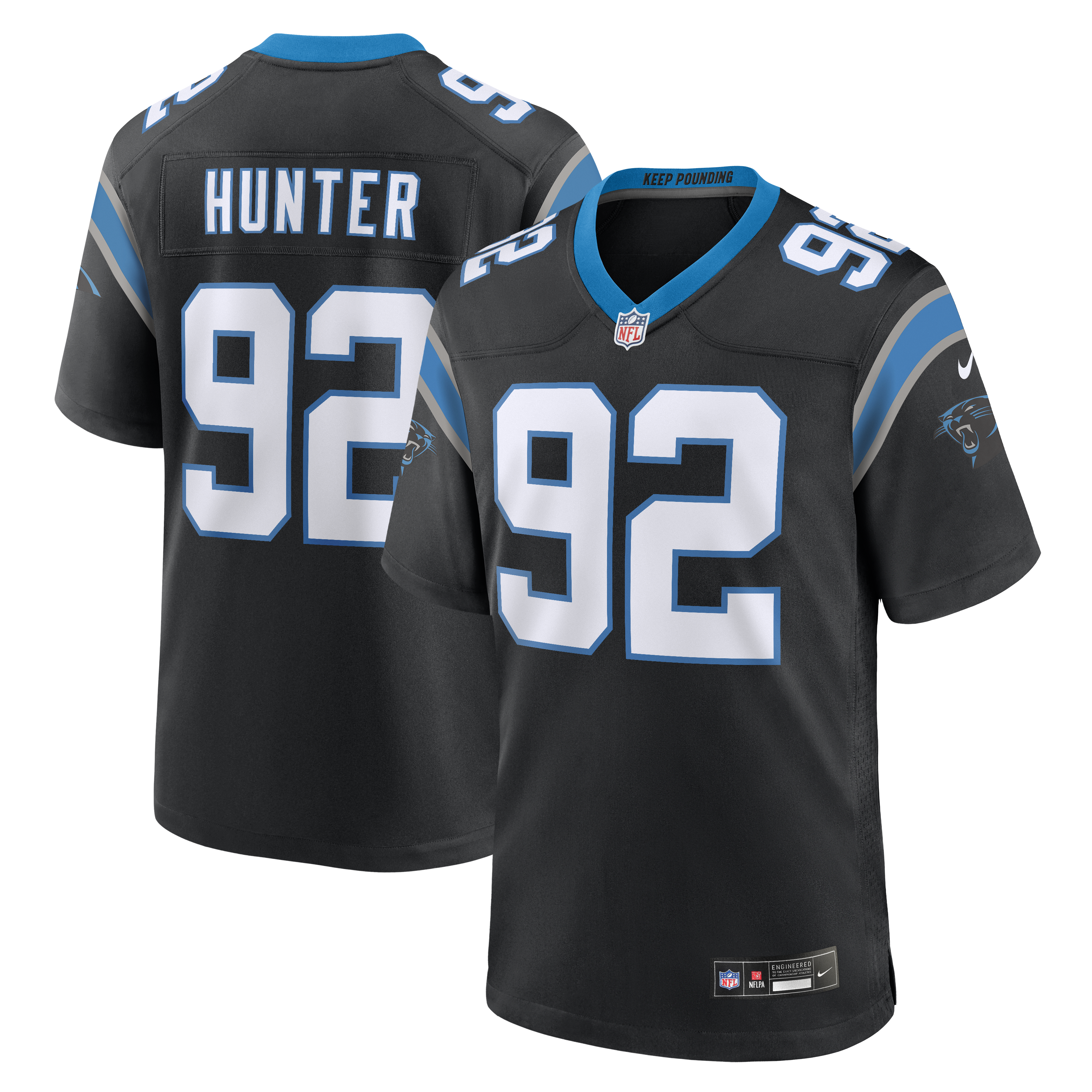 Men's Nike Lee Hunter Black Carolina Panthers Team Game Jersey