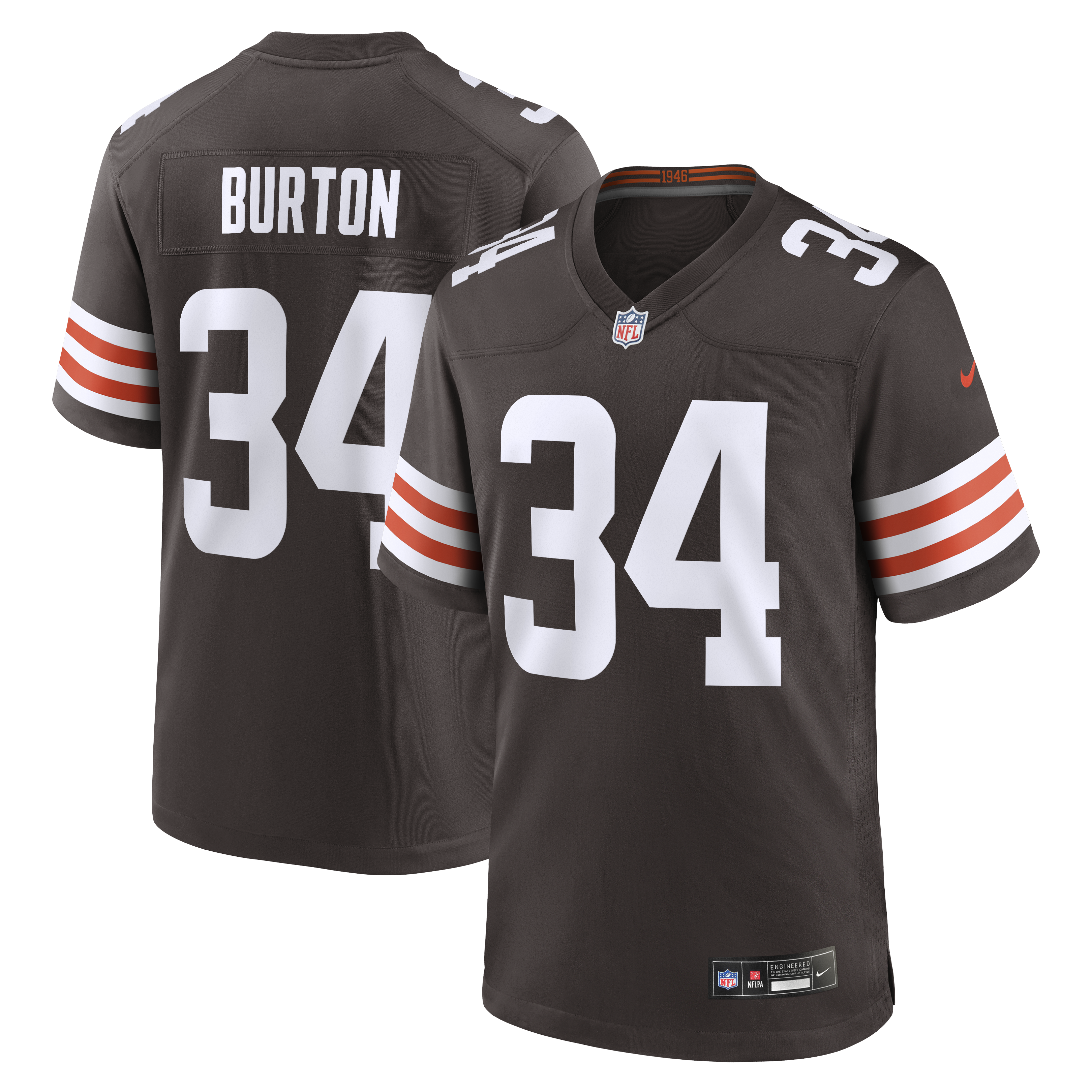 Men's Nike Michael Burton Brown Cleveland Browns Team Game Jersey