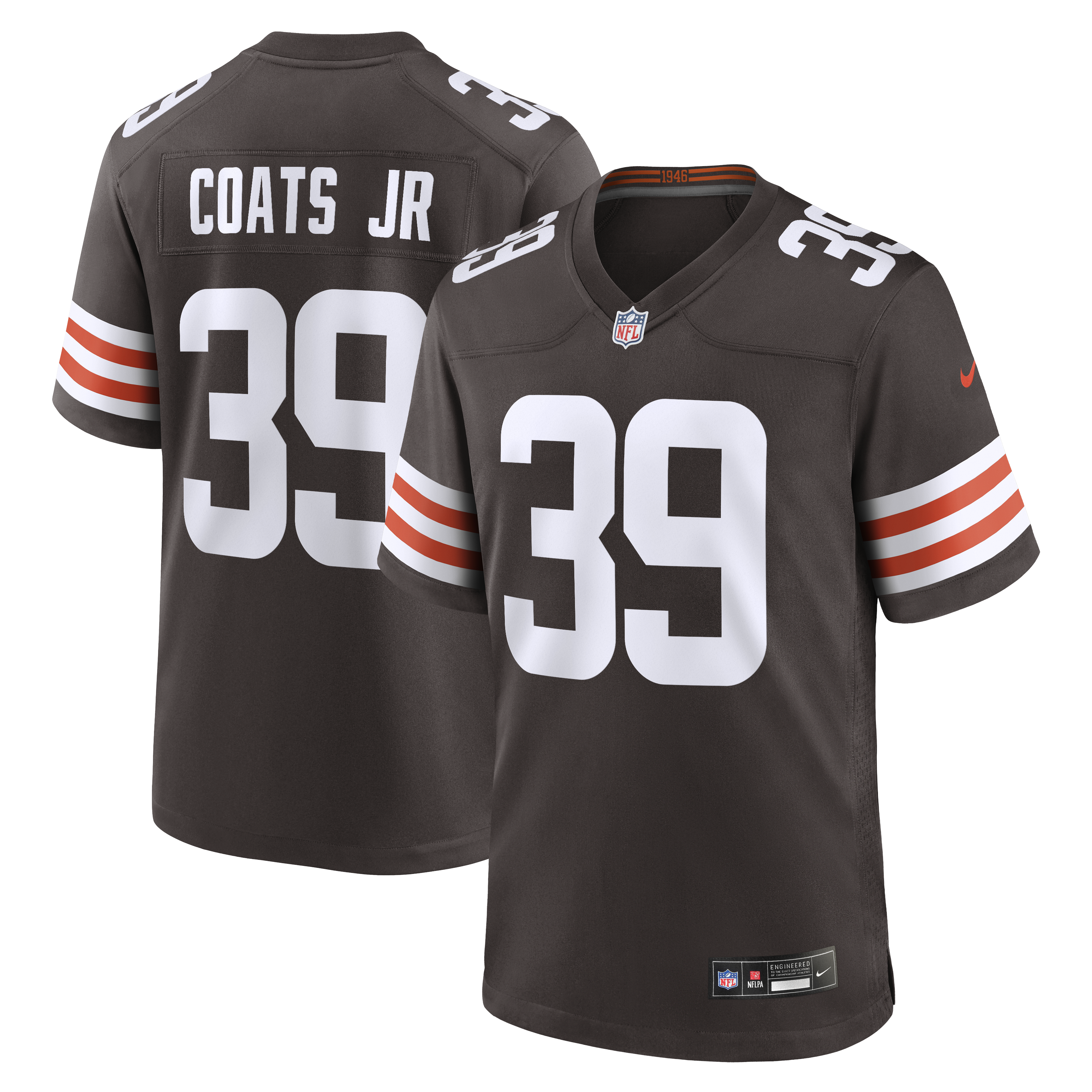 Men's Nike Michael Coats Jr. Brown Cleveland Browns Team Game Jersey