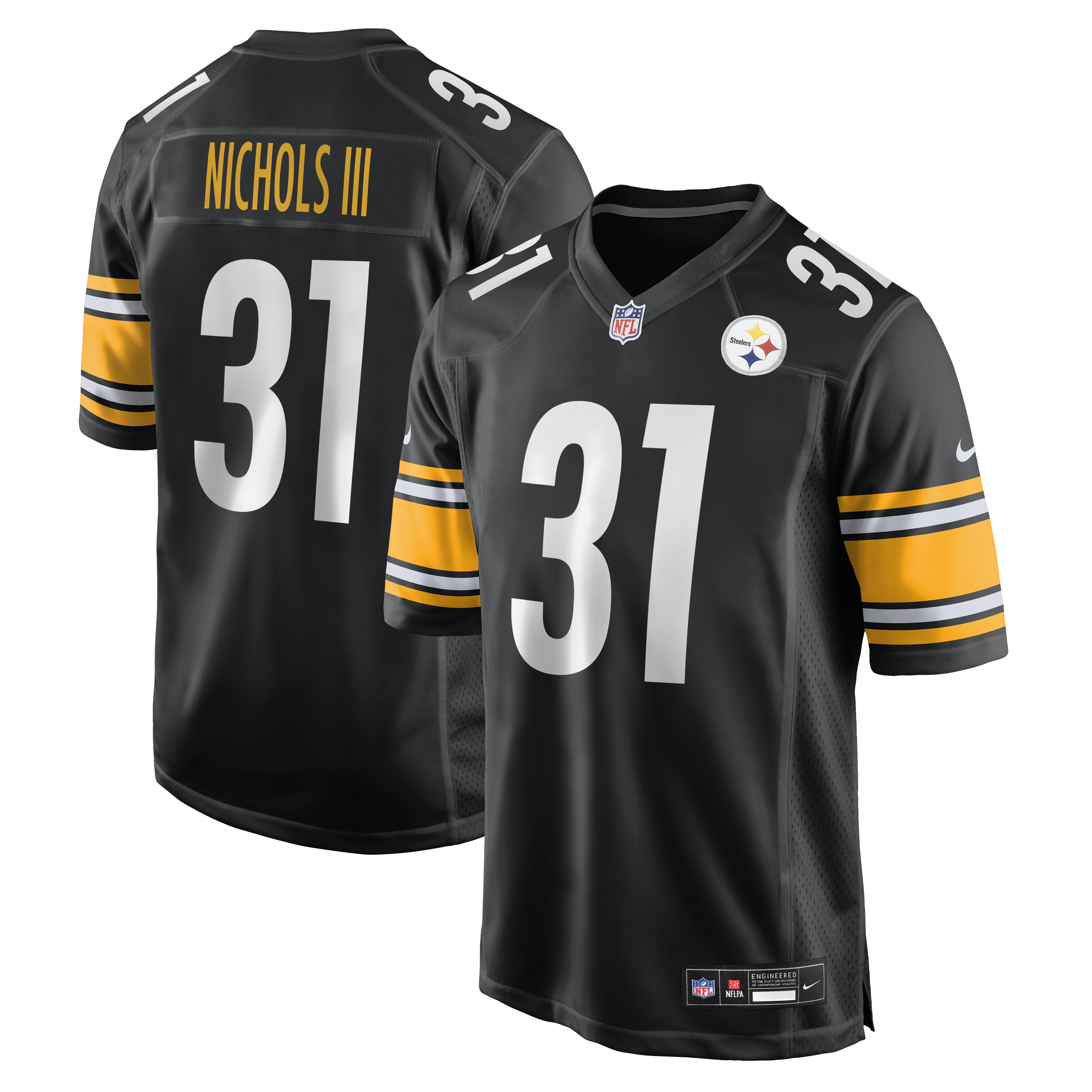 Men's Nike Lew Nichols III Black Pittsburgh Steelers Team Game Jersey