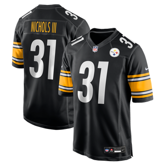 Men's Nike Lew Nichols III Black Pittsburgh Steelers Team Game Jersey