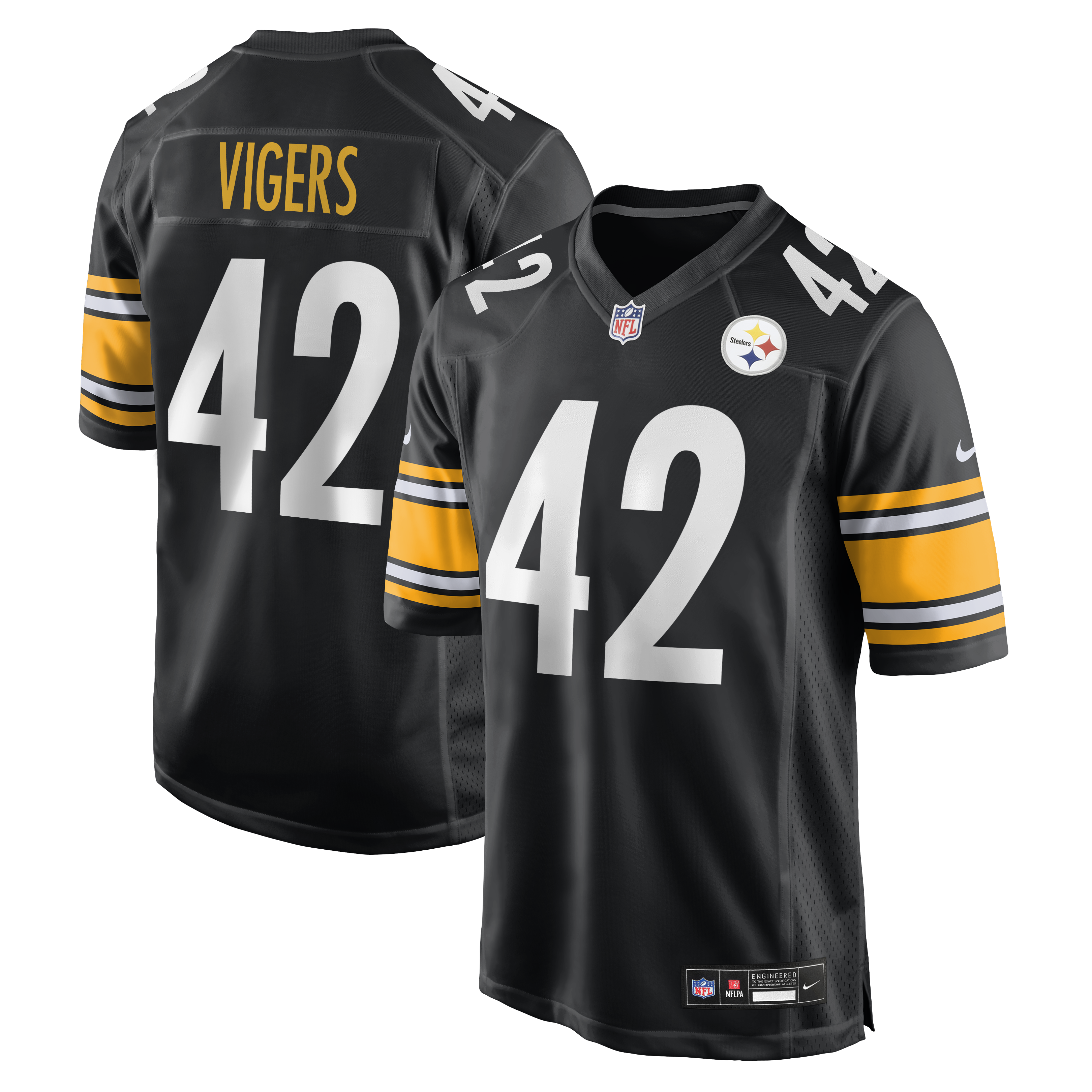 Men's Nike Car'lin Vigers Black Pittsburgh Steelers Team Game Jersey