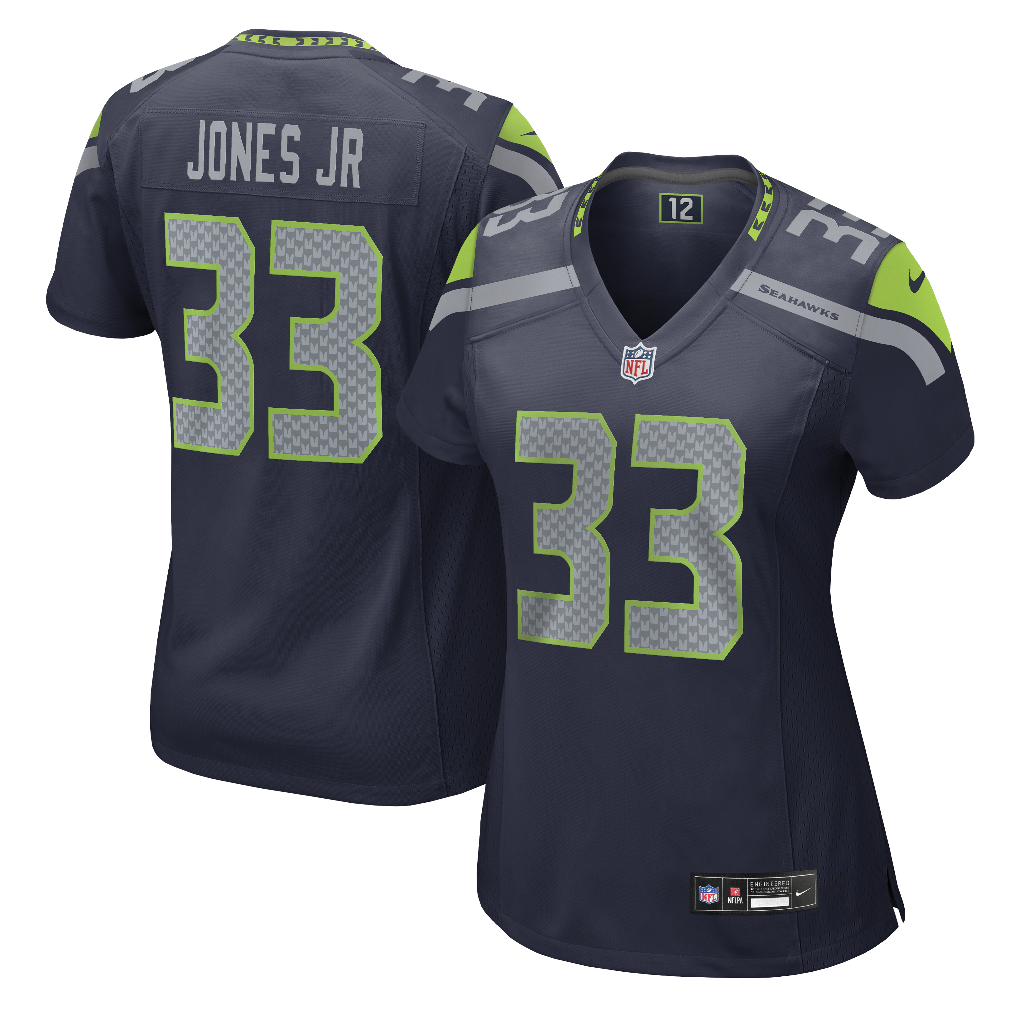 Women's Nike Velus Jones Jr. College Navy Seattle Seahawks Team Game Jersey