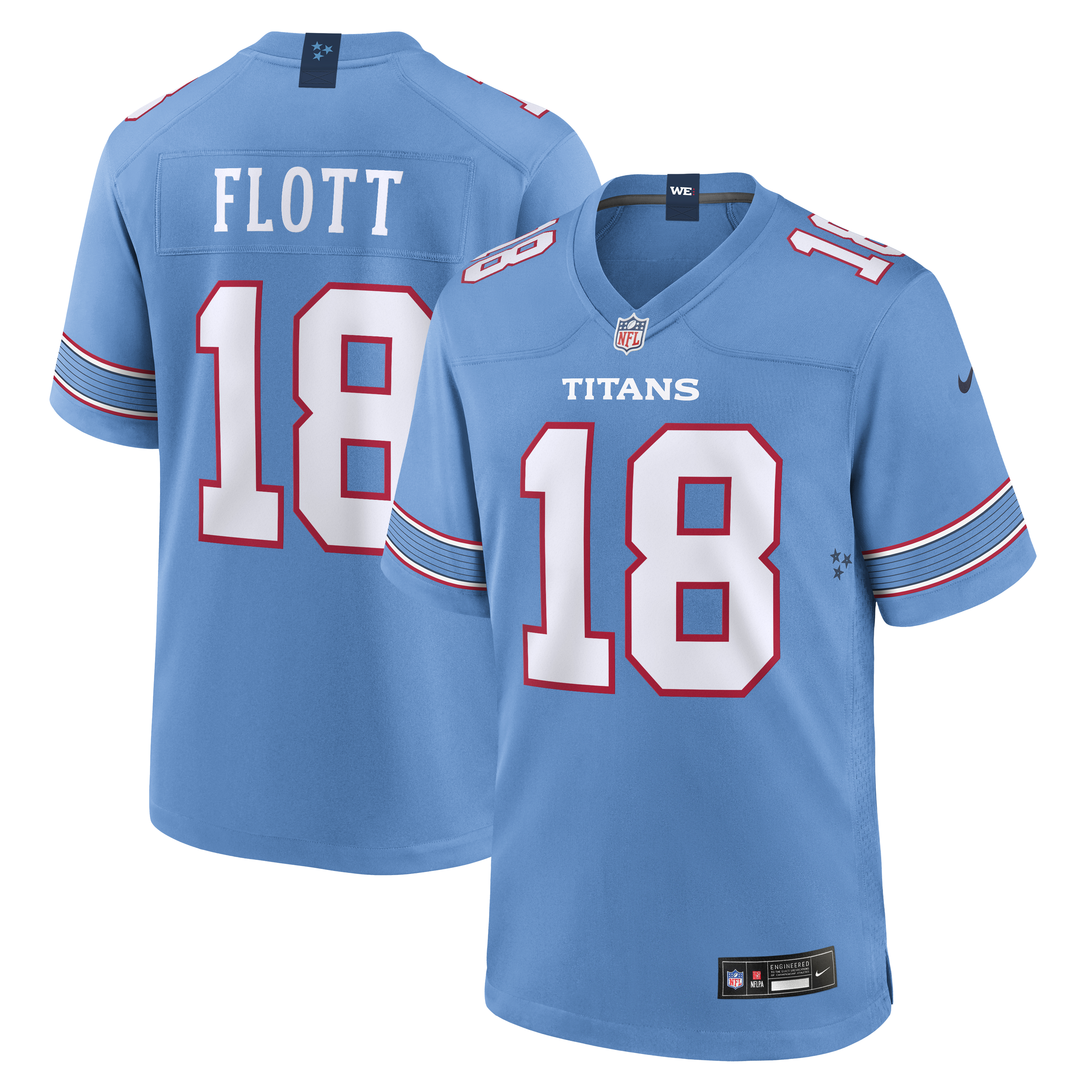 Men's Nike Cordale Flott Light Blue Tennessee Titans Team Game Jersey