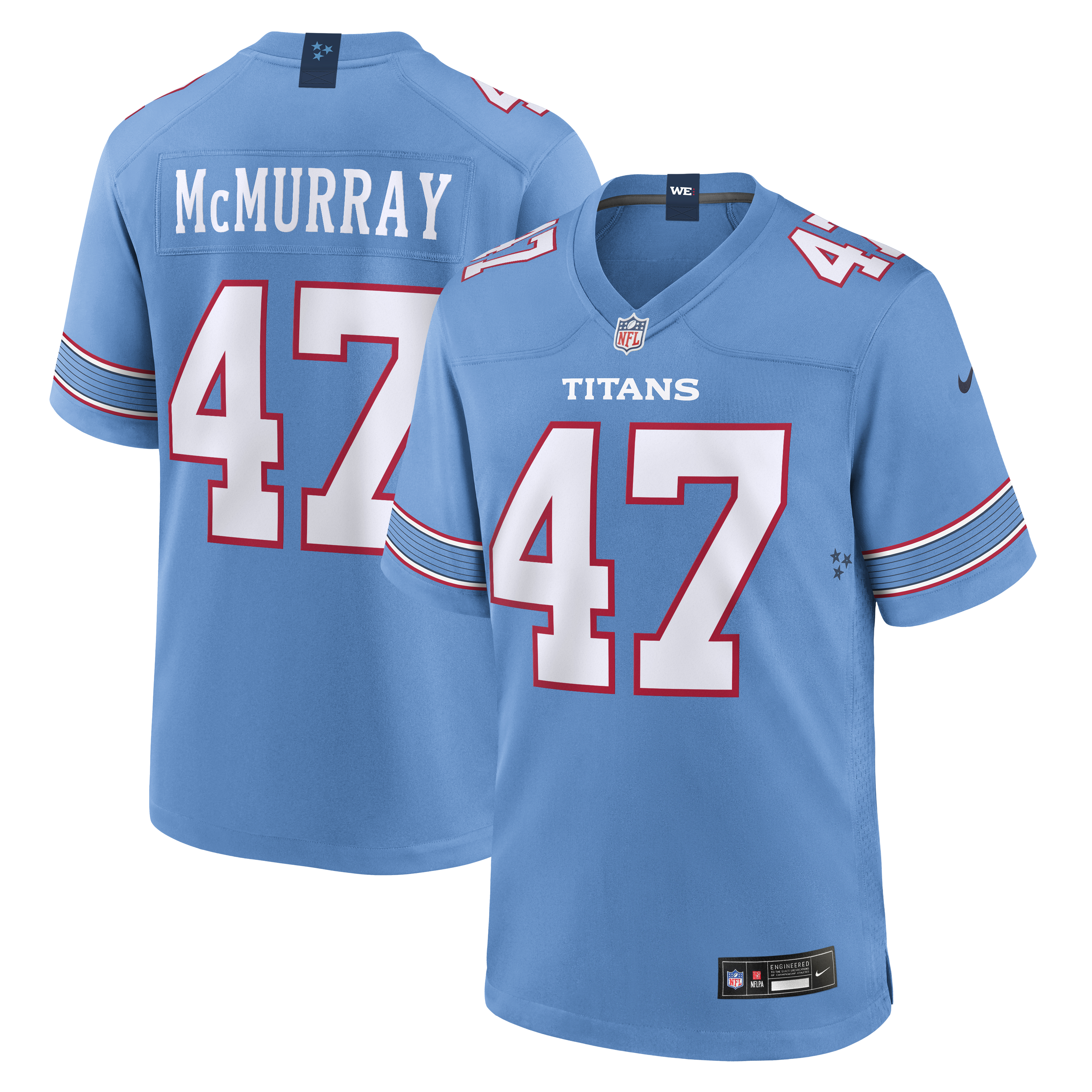 Men's Nike Jalen McMurray Light Blue Tennessee Titans Team Game Jersey