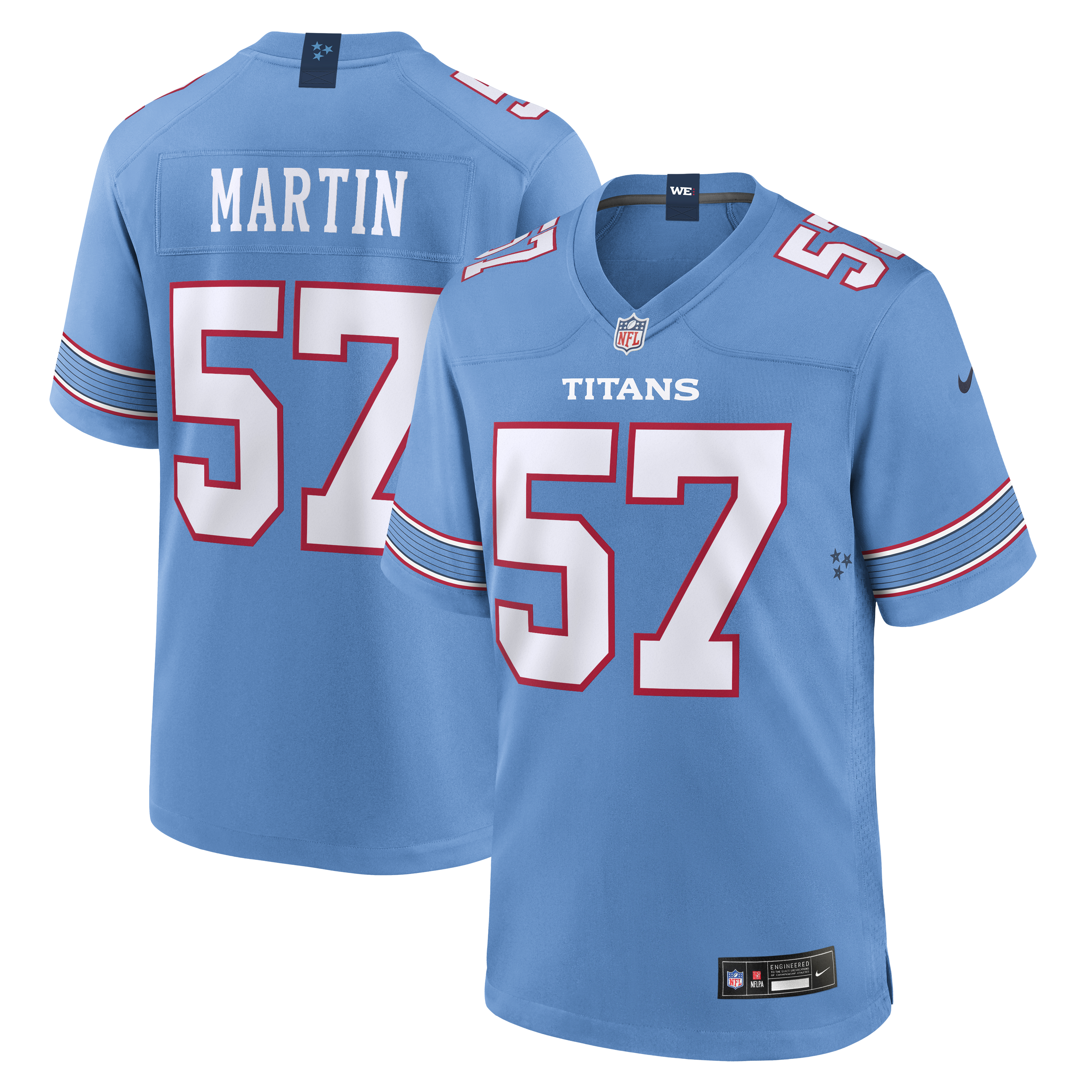 Men's Nike Jake Martin Light Blue Tennessee Titans Team Game Jersey