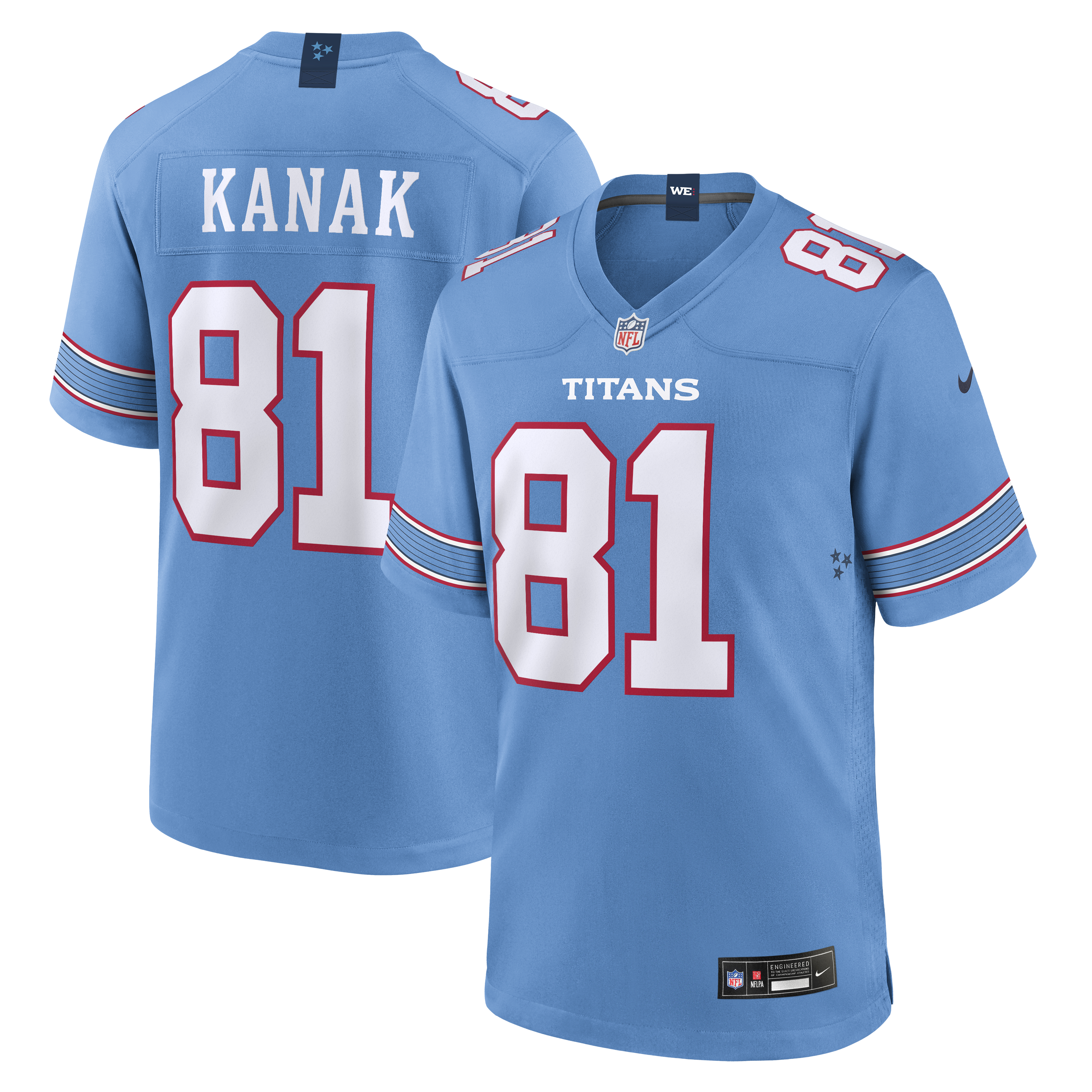 Men's Nike Jaren Kanak Light Blue Tennessee Titans Team Game Jersey