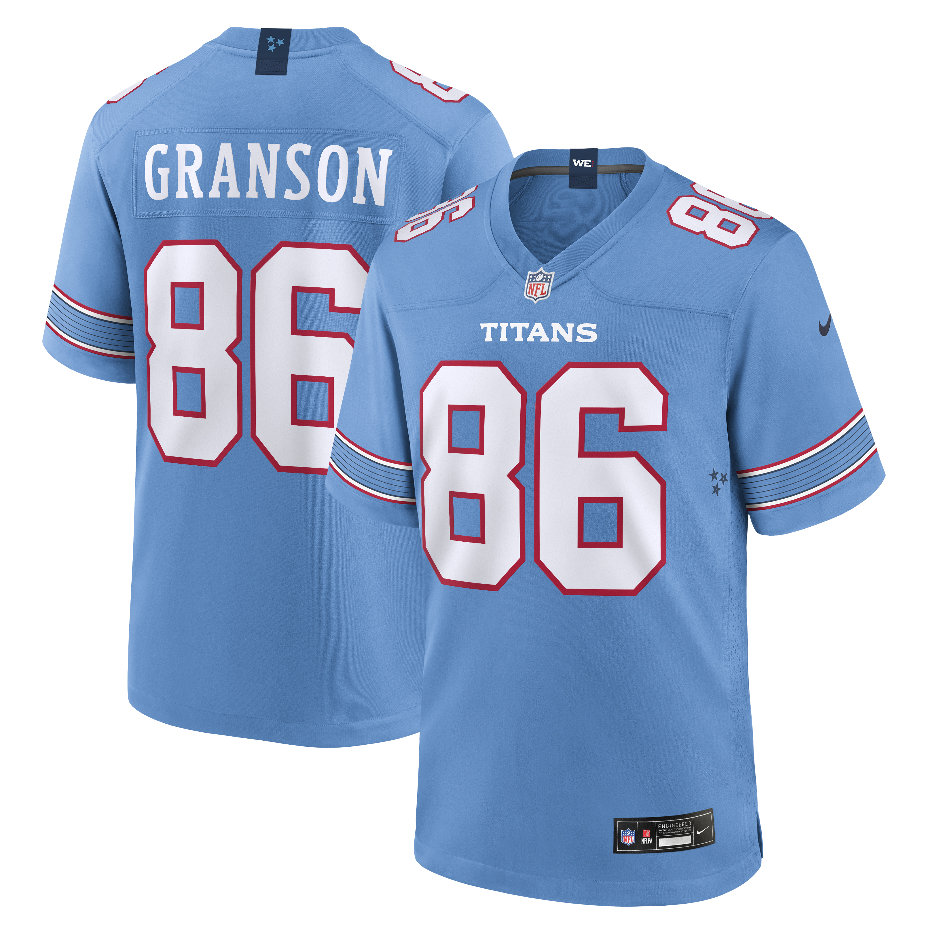 Men's Nike Kylen Granson Light Blue Tennessee Titans Team Game Jersey
