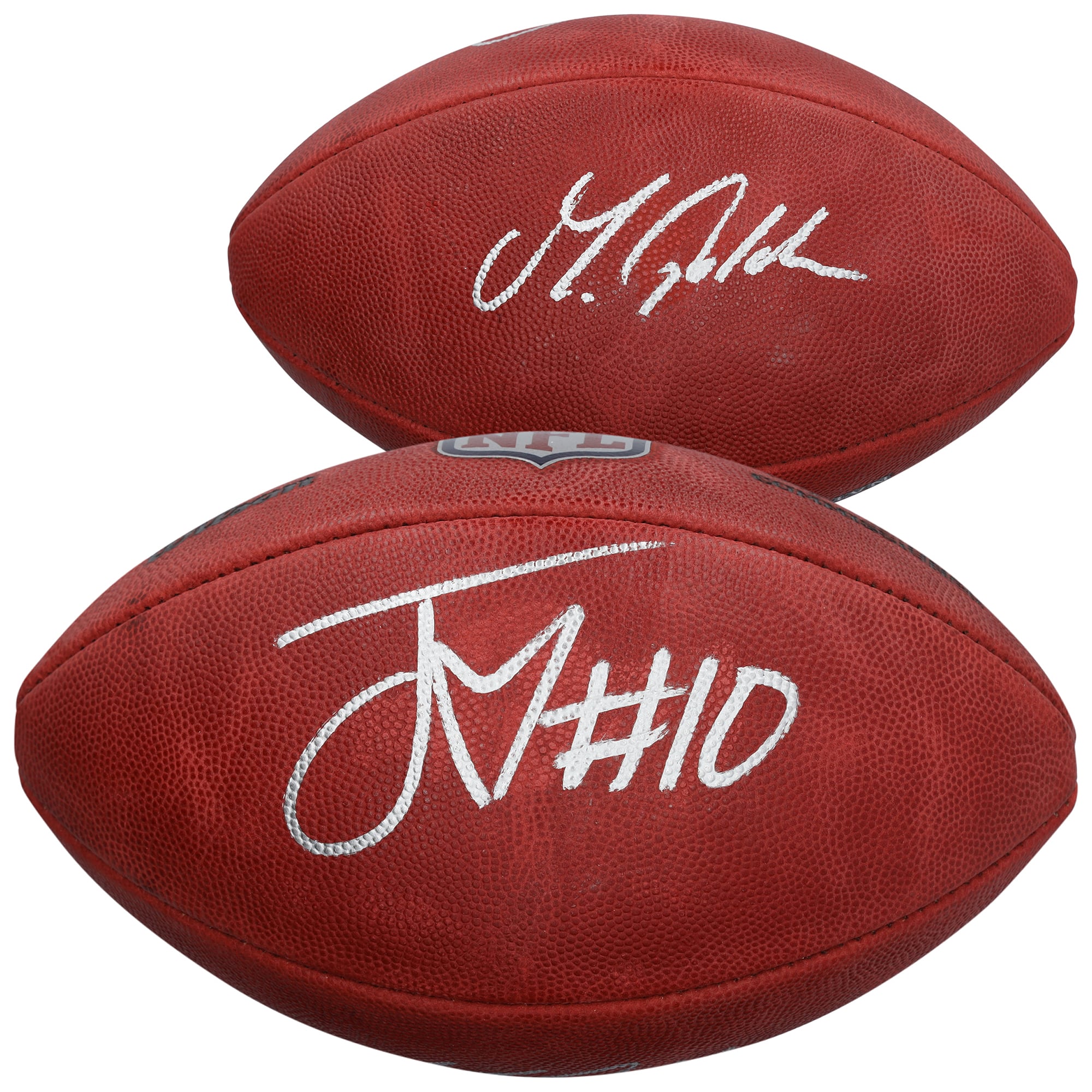 Ballon de football américain Duke en couleur, autographié par Matthew Golden et Jordan Love des Green Bay Packers