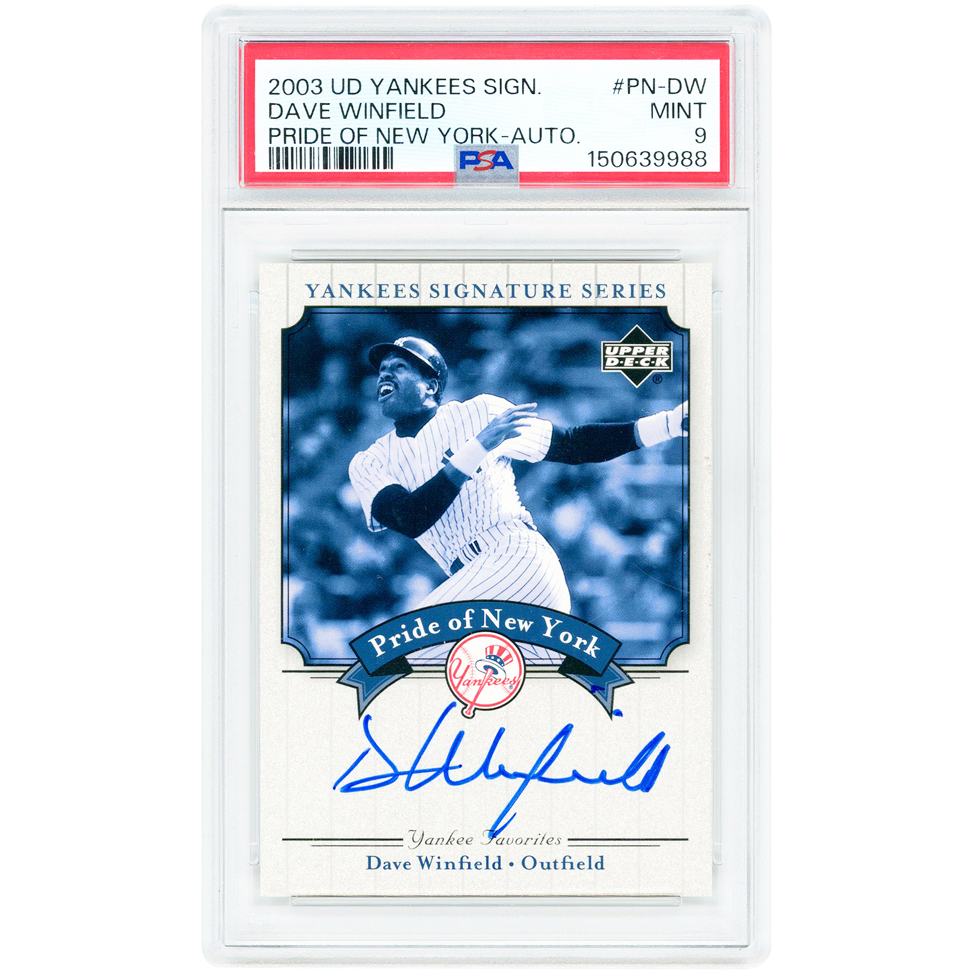 Dave Winfield New York Yankees Autographed 2003 Upper Deck Pride Of New York Signatures Series #PN-DW PSA Authenticated 9 Card
