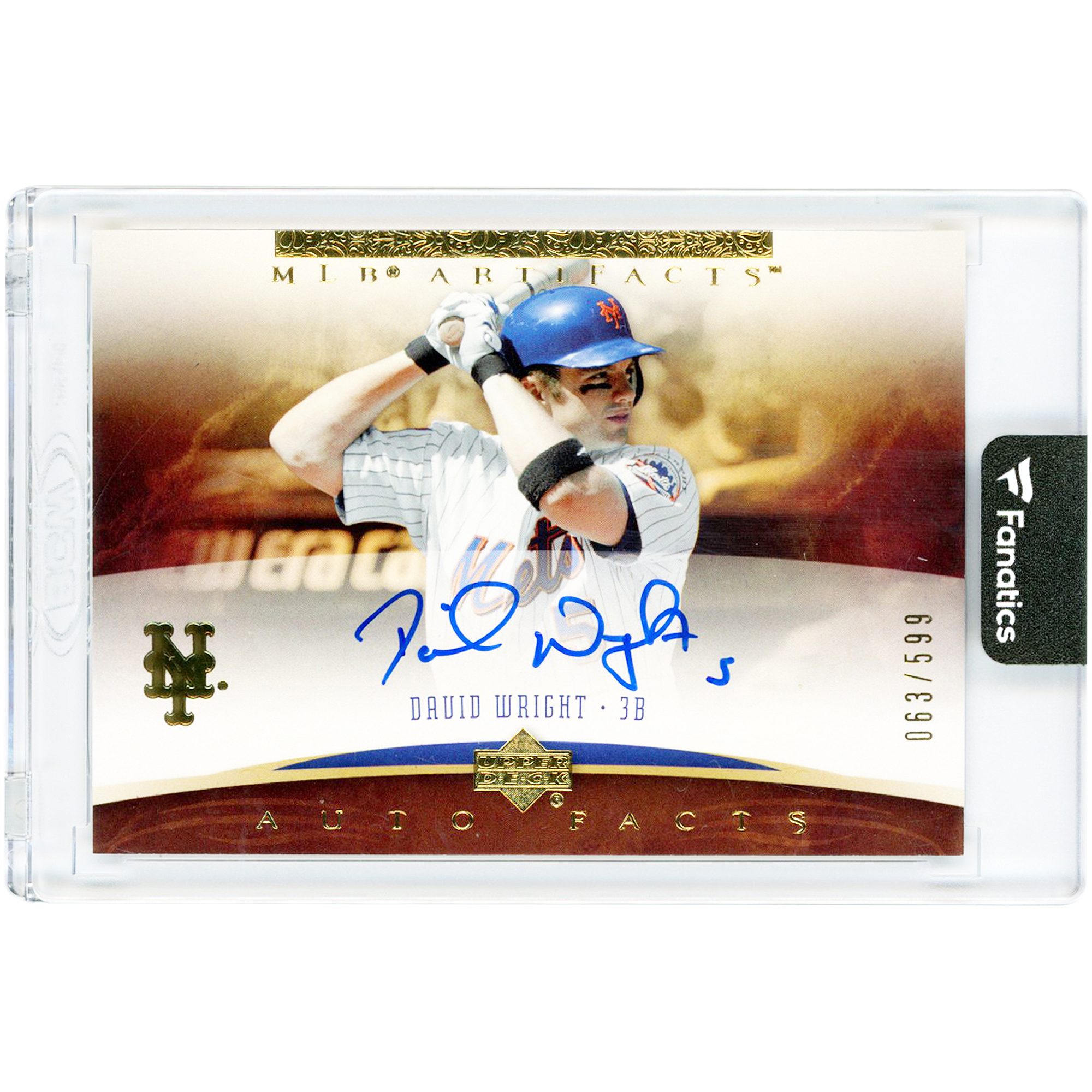 David Wright New York Mets Autographed 2005 Upper Deck Artifacts Auto Facts #DW #63/599 Card