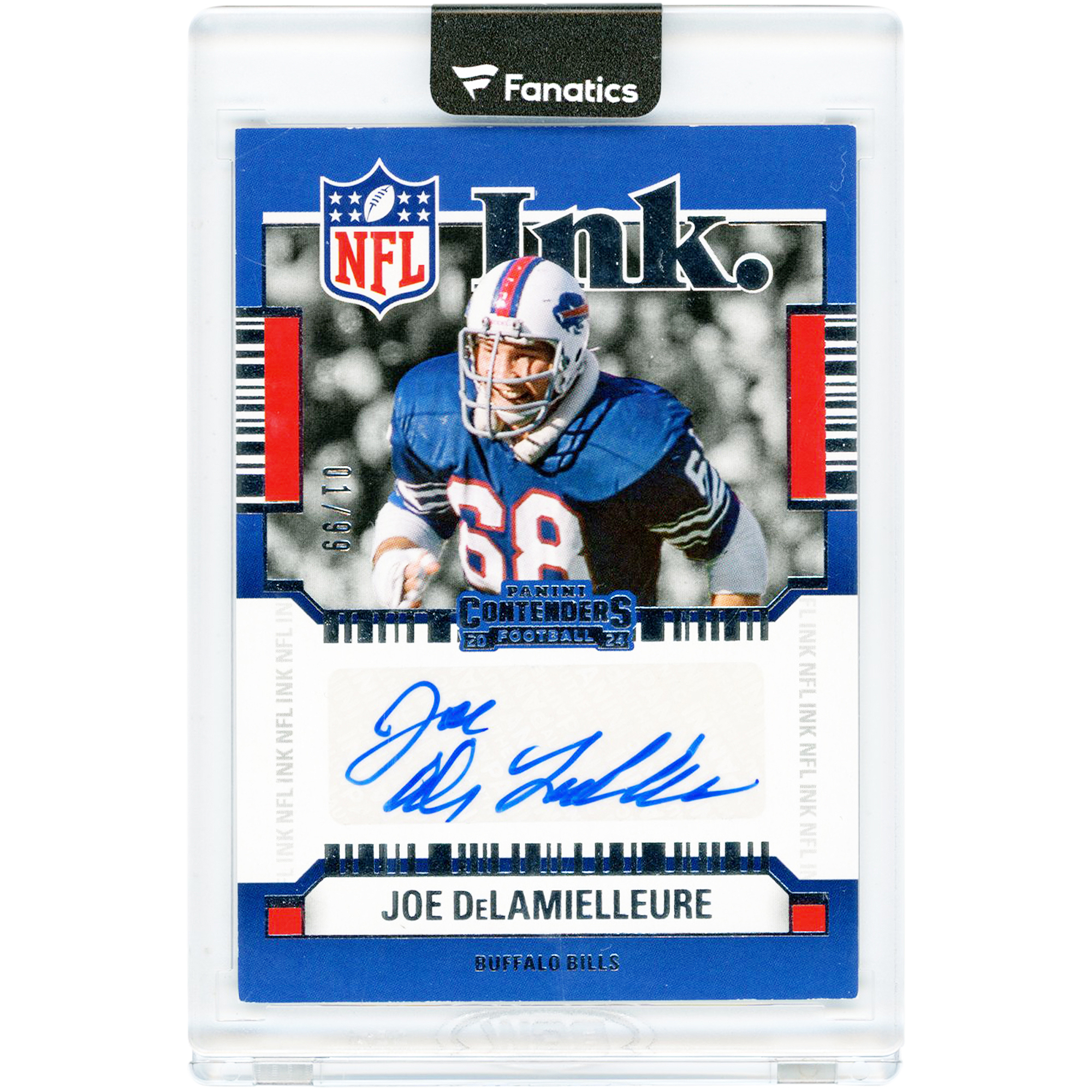 Joe Delamielleure Buffalo Bills Autographed 2024 Panini Contenders NFL Ink #INK-JDE #1/99 Card. rookie card picture