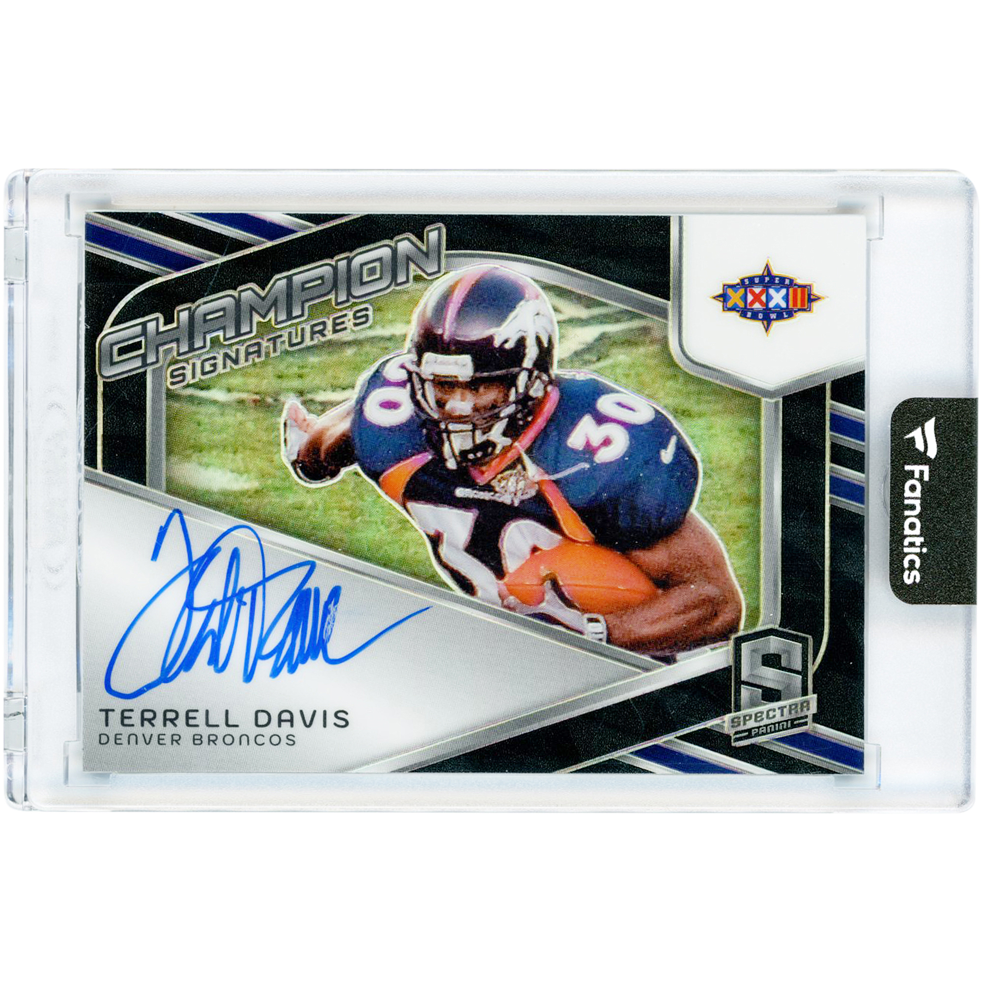 Terrell Davis Denver Broncos Autographed 2024 Panini Spectra Champion Signatures #CS-TDS #21/25 Card