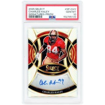 Charles Haley San Francisco 49ers Autographed 2025 Panini Select Signatures #SP-CHY PSA Authenticated 10 Card