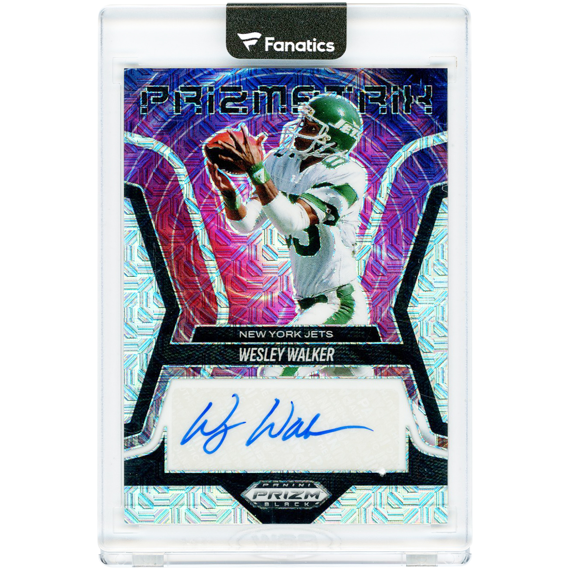 Wesley Walker New York Jets Autographed 2025 Panini Prizm Black Prizmatrix Signatures Mojo Prizm #PS-WWR #11/25 Card