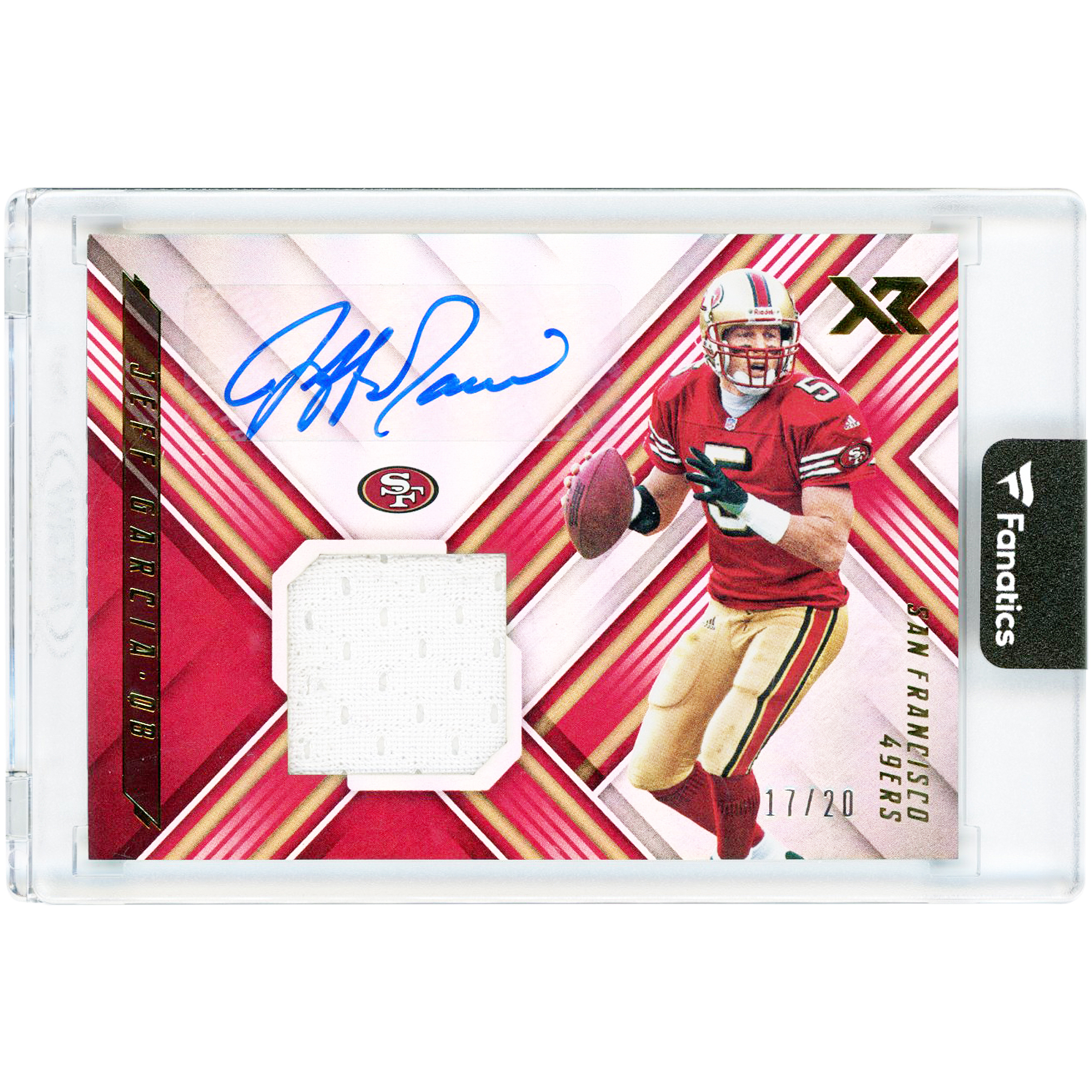 Jeff Garcia San Francisco 49ers Autographed 2018 Panini Xr Autographed Swatches Game Used Jersey Relic #AS-JG #17/20 Card