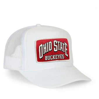 Unisex Aviator Nation White Ohio State Buckeyes Vintage Low Rise Adjustable Trucker Hat