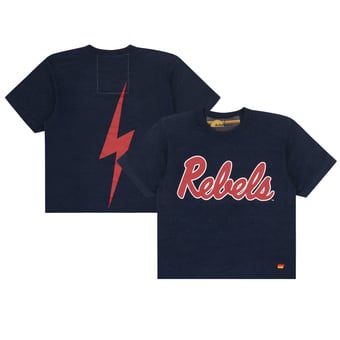 Women's Aviator Nation Navy Ole Miss Rebels Cropped Boyfriend Tri-Blend T-Shirt