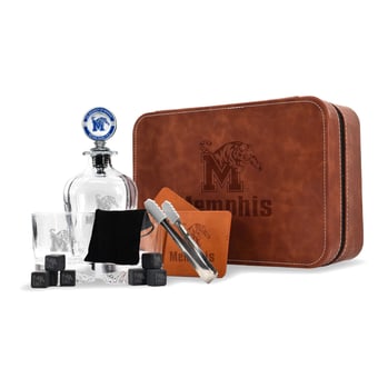 The Memory Company Memphis Tigers Whiskey Decanter Set & Faux Leather Case