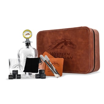 The Memory Company Western Michigan Broncos Whiskey Decanter Set & Faux Leather Case