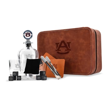The Memory Company Auburn Tigers Whiskey Decanter Set & Faux Leather Case