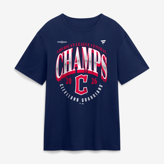 Men's Fanatics Navy Cleveland Guardians 2026 AL Central Division Champions Locker Room Big & Tall T-Shirt