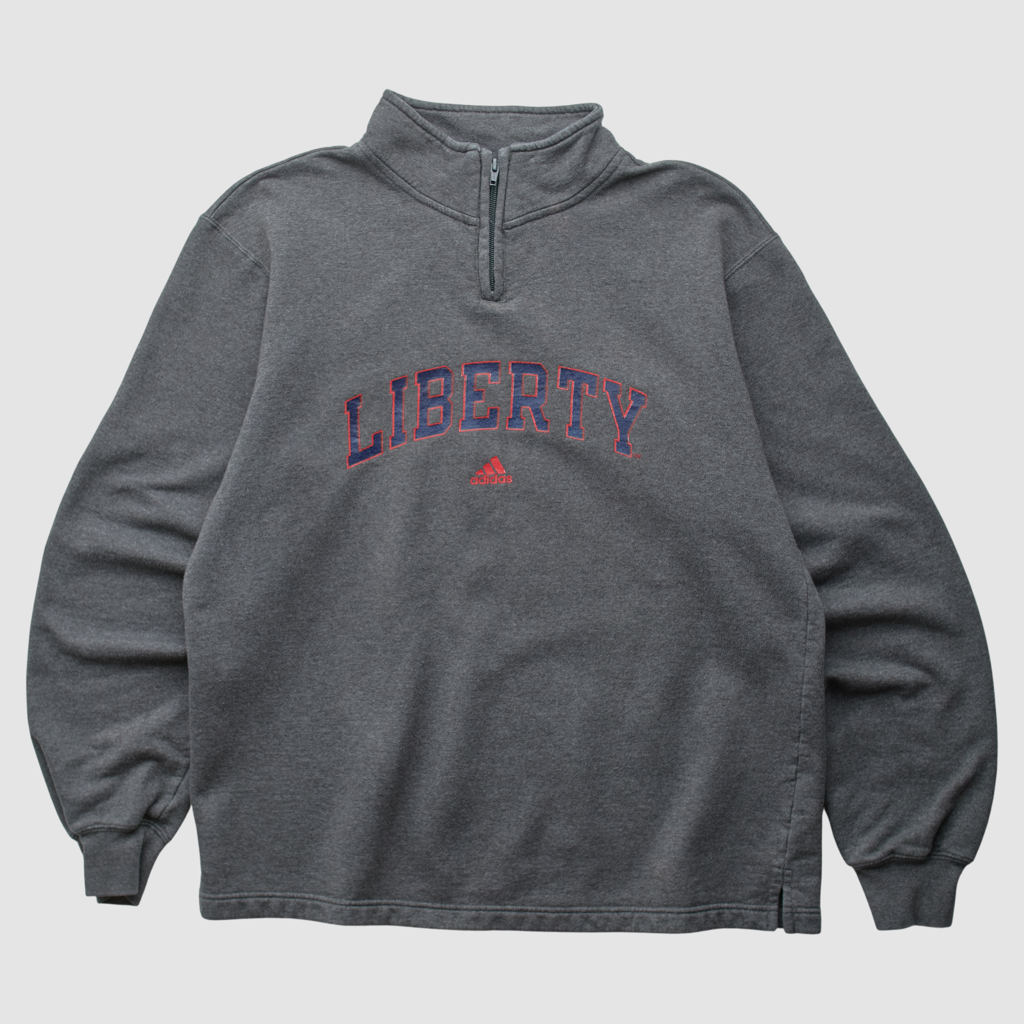 Liberty Flames Adidas 2000s 1/4 Zip Sweatshirt – Charcoal – XS by Fanatics Real Vintage Liberty Flames Adidas 2000s 1/4 Zip Sweatshirt – Charcoal – XS by Fanatics Real Vintage