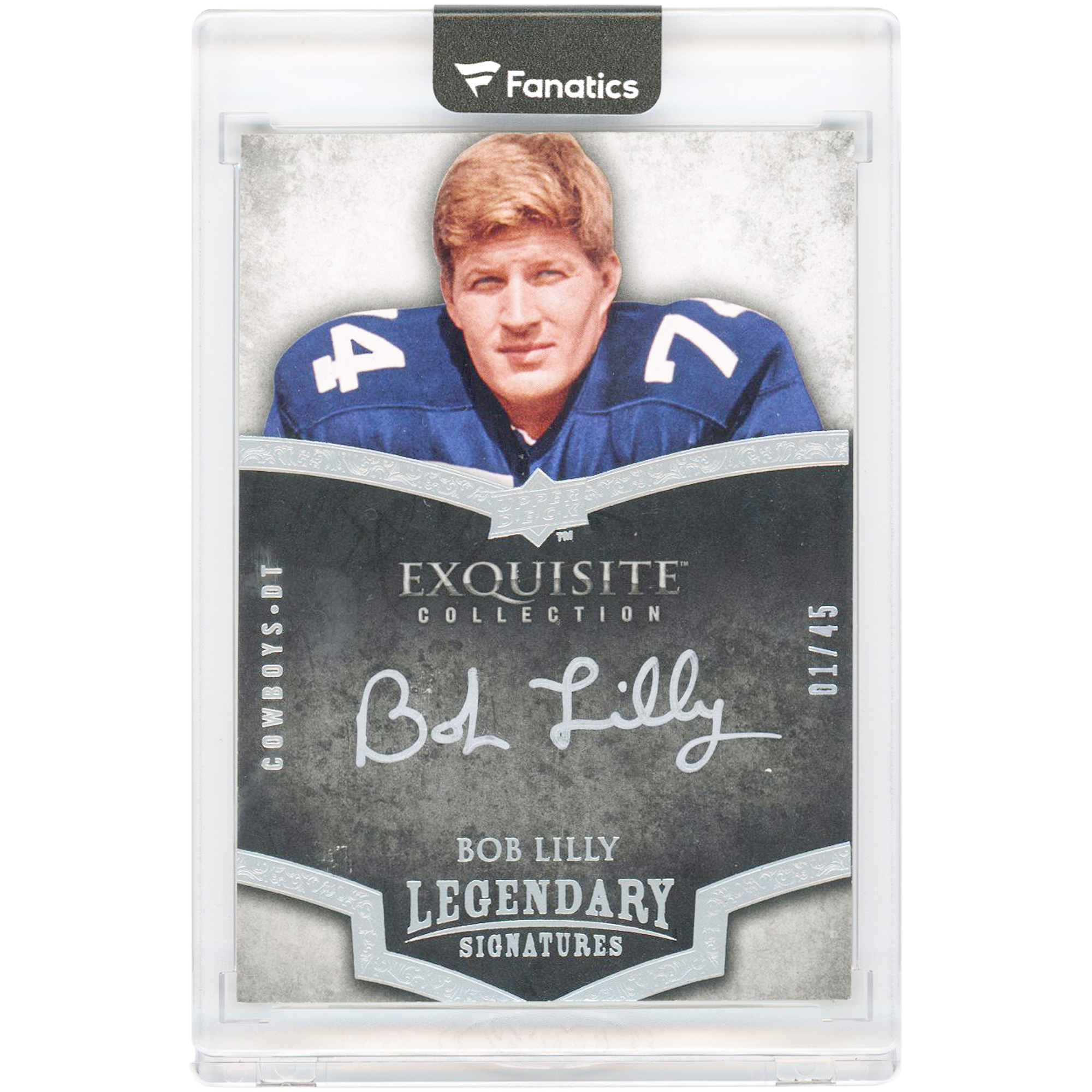 Bob Lilly Dallas Cowboys Autographed 2009 Upper Deck Exquisite Collection Legendary Signatures Silver Ink #L-BL #1/45 Card. rookie card picture