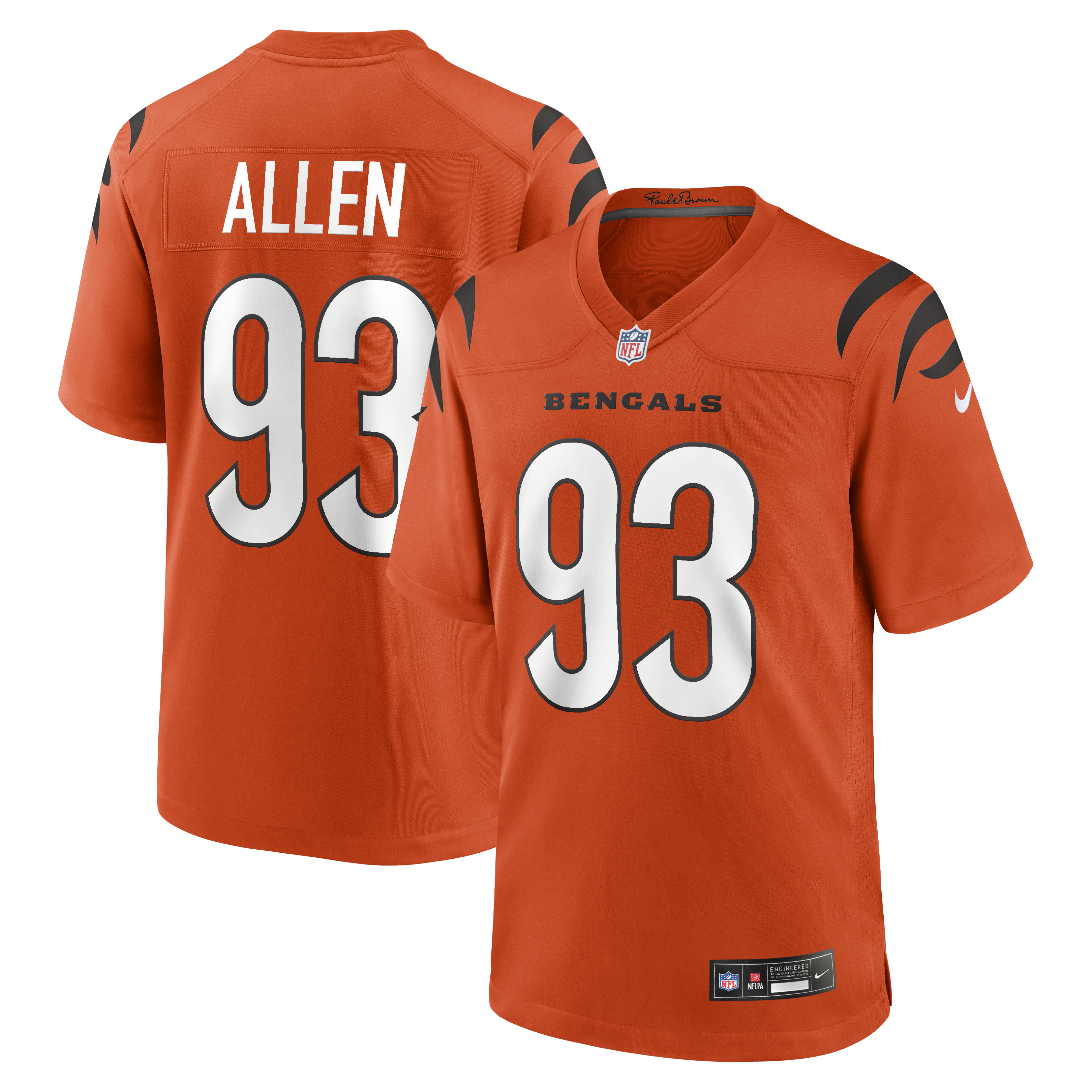 Men's Nike Jonathan Allen Orange Cincinnati Bengals Alternate Game Jersey