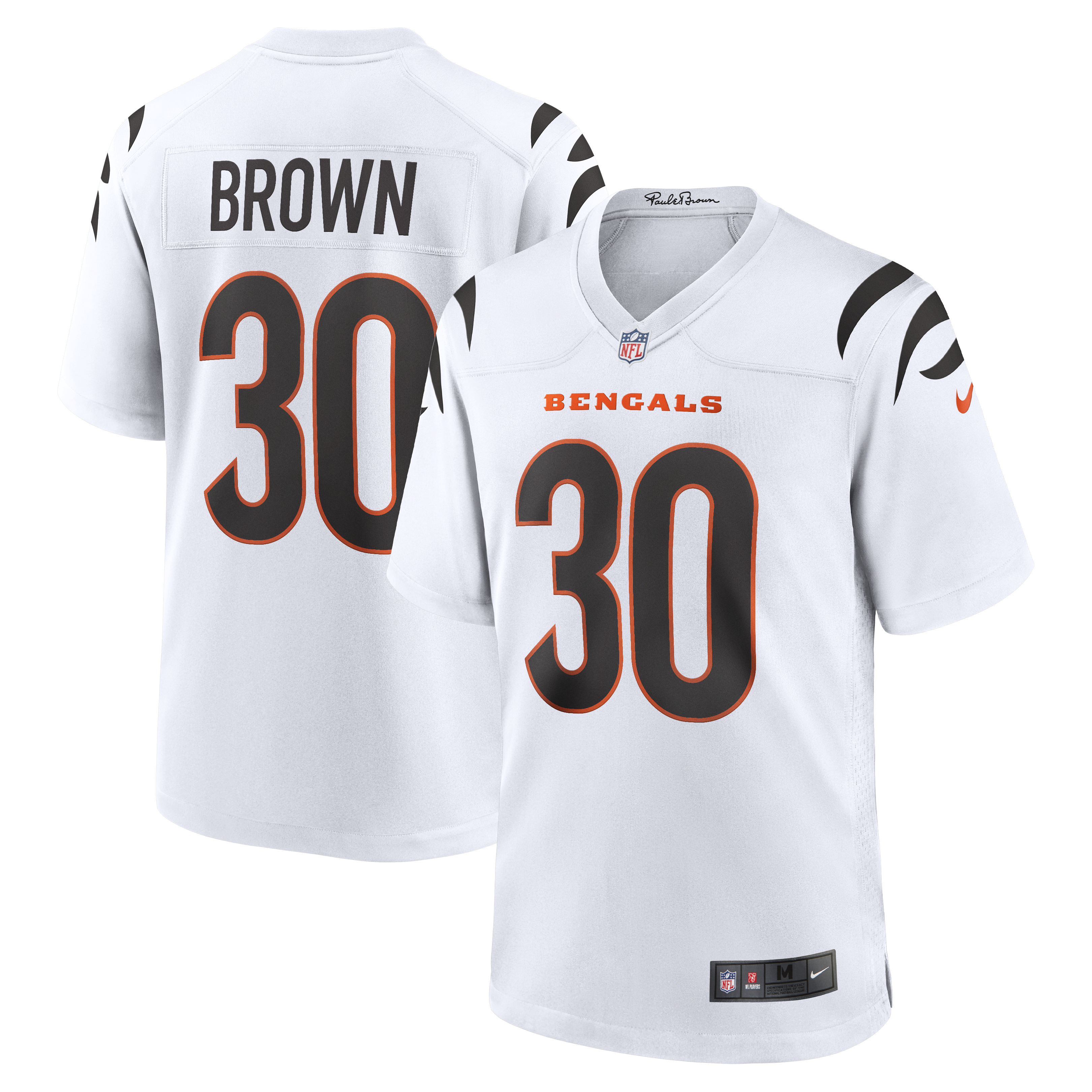 Men's Nike Chase Brown White Cincinnati Bengals Game Jersey