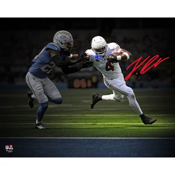 Jeremiyah Love Arizona Cardinals Autographed 16" x 20" NFL Debut Stiff Arm Touchdown Spotlight Photograph