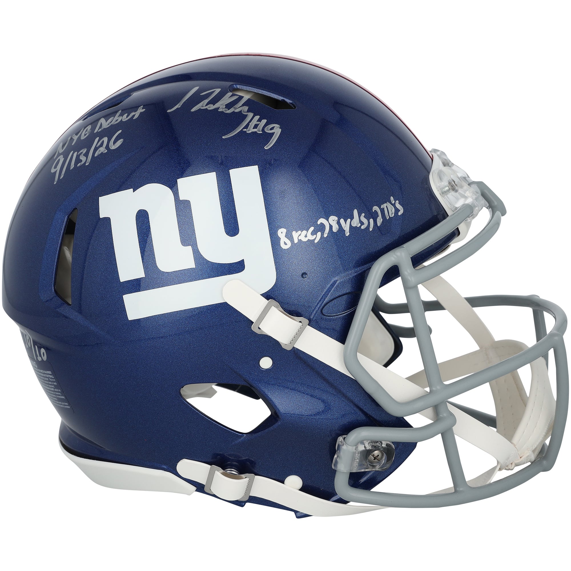 Isaiah Likely New York Giants Autographed Riddell Speed Authentic Helmet with Multiple Inscriptions - Limited Edition #10/10