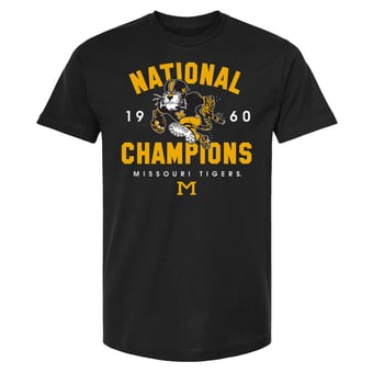 Unisex Black Missouri Tigers 1960 National Champions T-Shirt