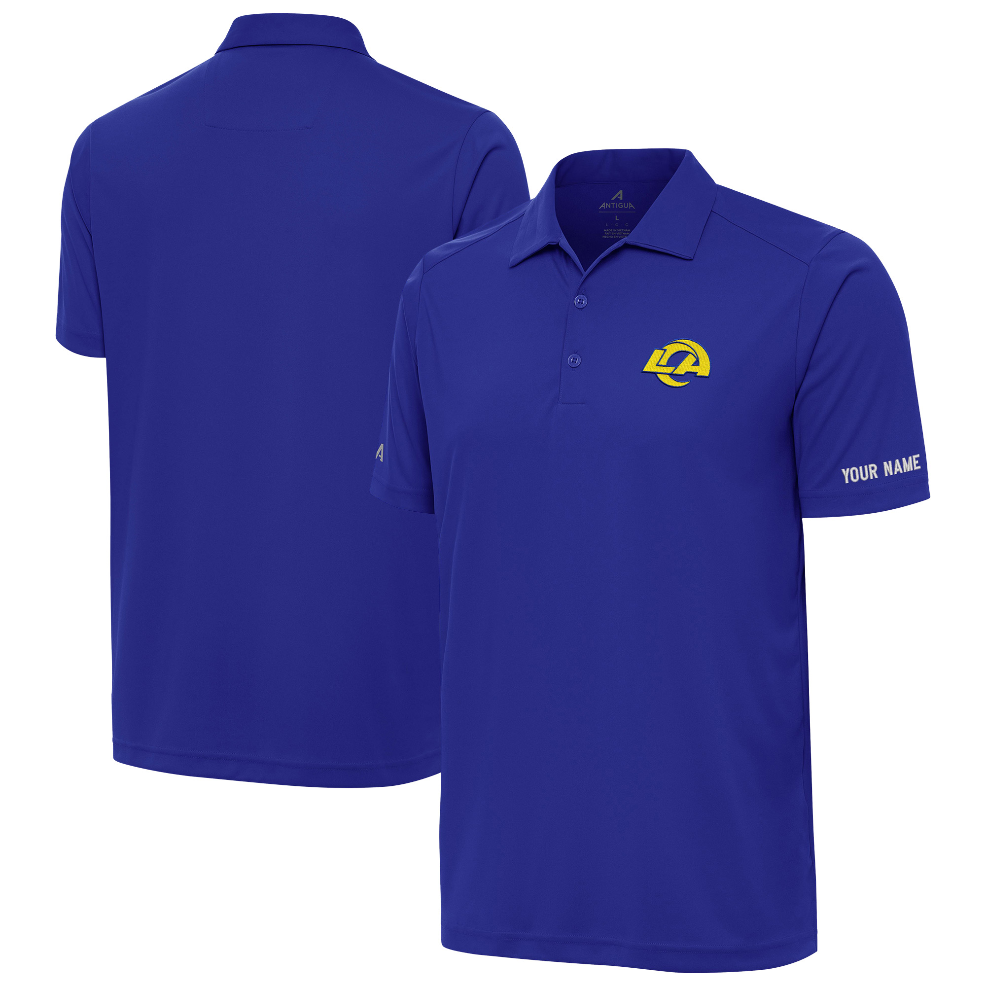 Men's Antigua Royal Los Angeles Rams  Personalized Tribute Polo
