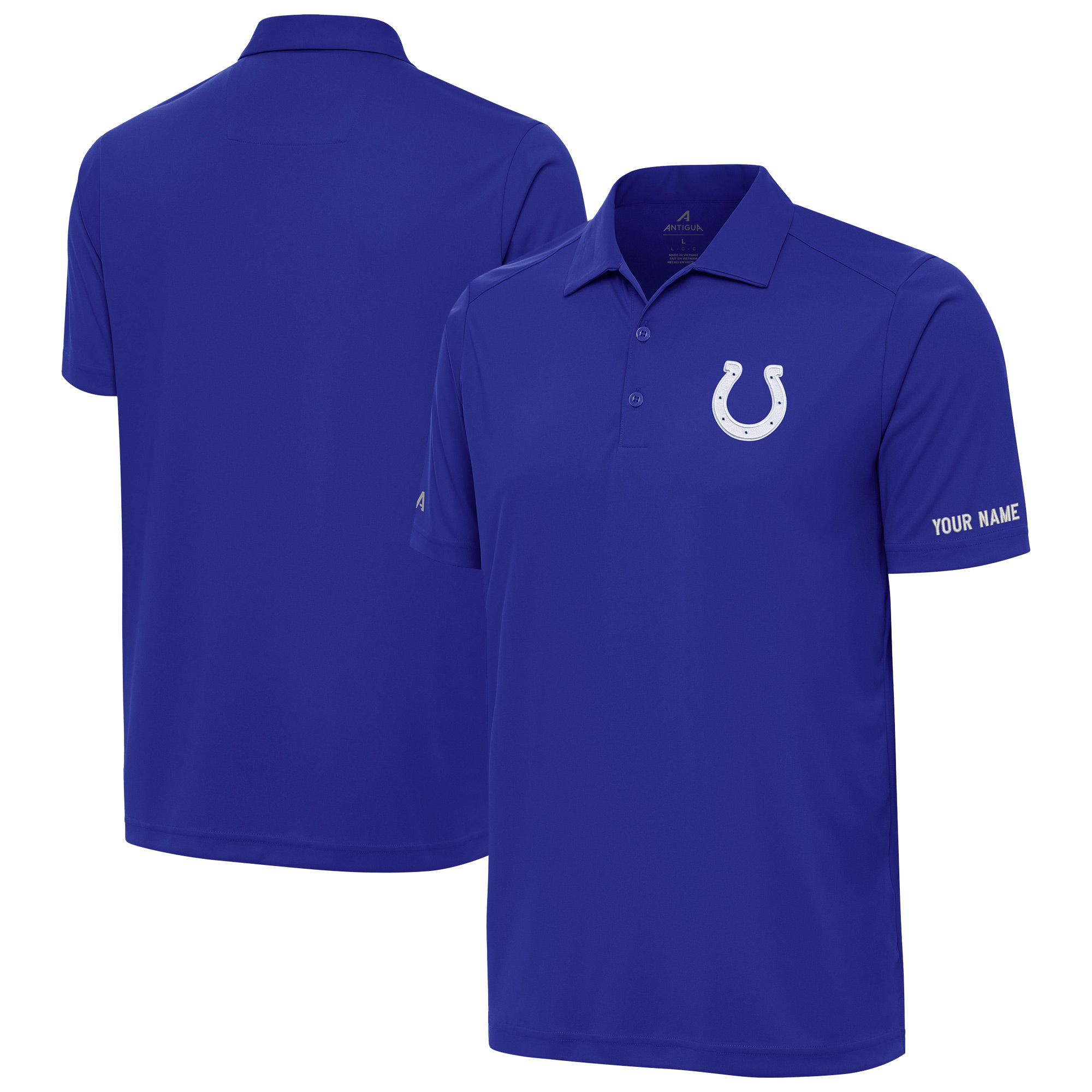 Men's Antigua Royal Indianapolis Colts  Personalized Tribute Polo