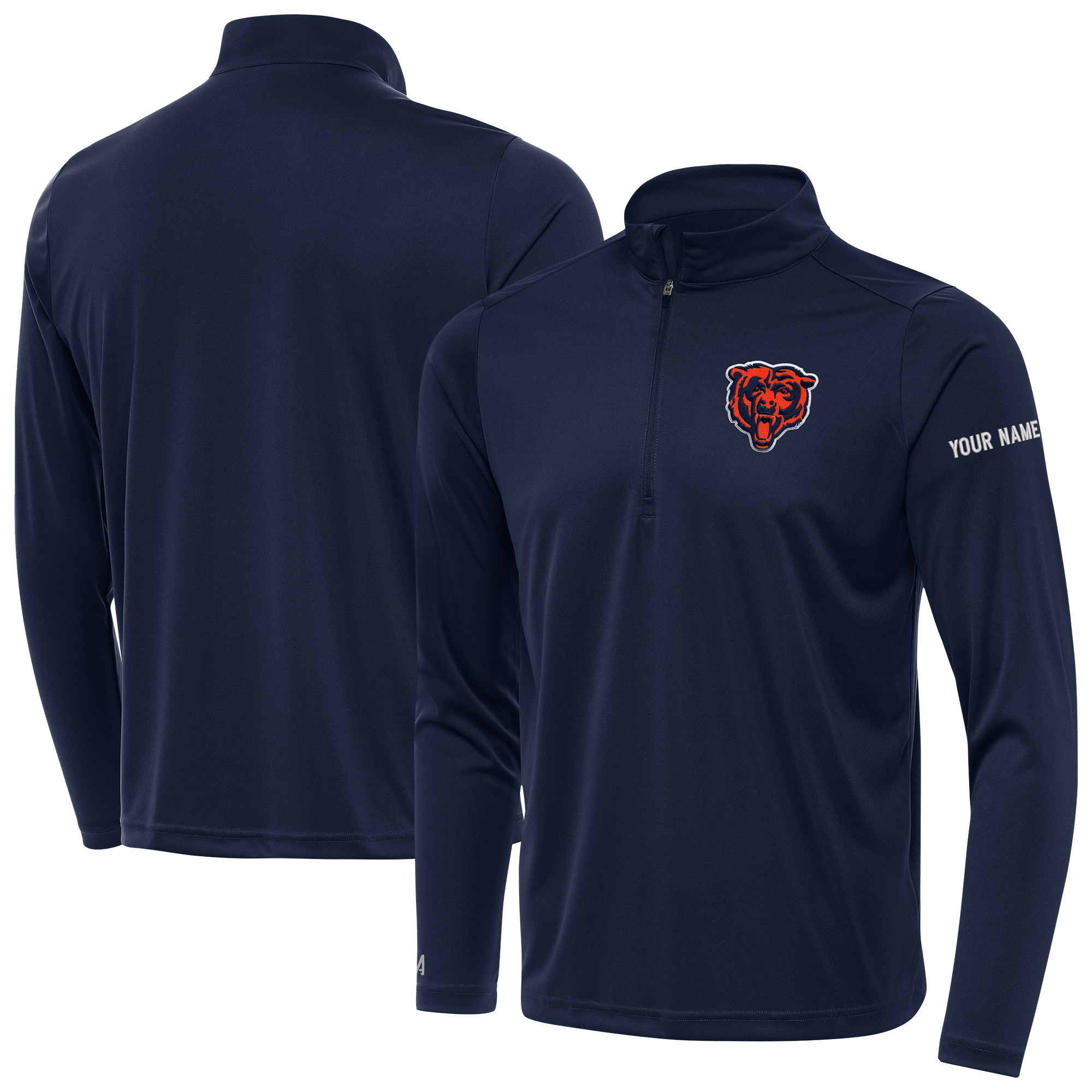 Men's Antigua Navy Cleveland Browns  Personalized Tribute Quarter-Zip Pullover