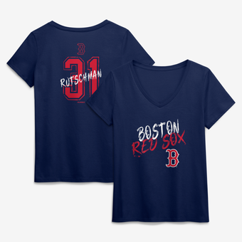 Women's Adley Rutschman Navy Boston Red Sox Hustle Name & Number V-Neck T-Shirt