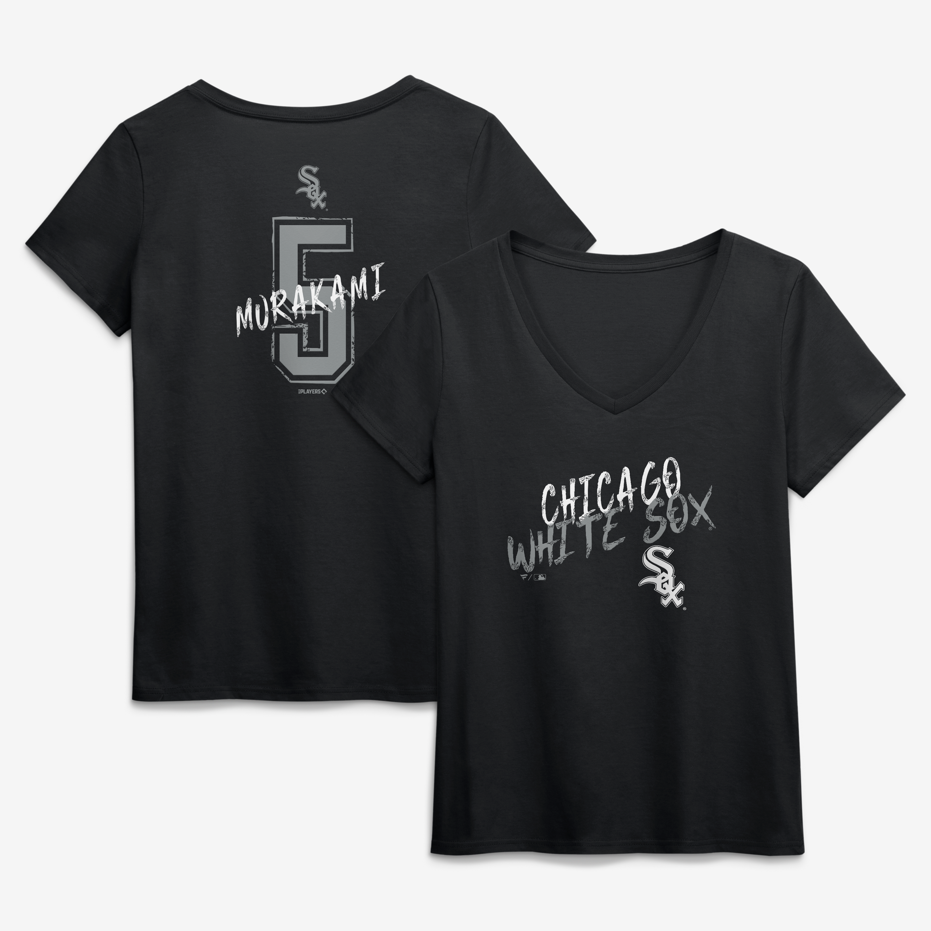 Women's Munetaka Murakami Black Chicago White Sox Hustle Name & Number V-Neck T-Shirt