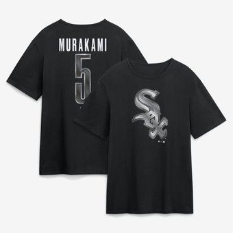 Men's Munetaka Murakami Black Chicago White Sox Metallic Mascot Name & Number T-Shirt