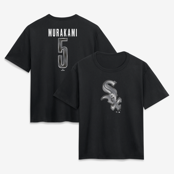 Women's Munetaka Murakami Black Chicago White Sox Metallic Mascot Name & Number T-Shirt
