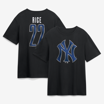 Men's Ben Rice Black New York Yankees Metallic Mascot Name & Number T-Shirt