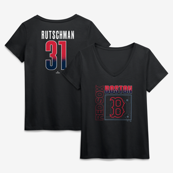 Women's Adley Rutschman Black Boston Red Sox Home Field Pop Name & Number V-Neck T-Shirt