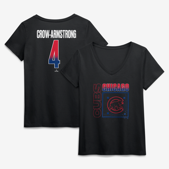 Women's Pete Crow-Armstrong Black Chicago Cubs Home Field Pop Name & Number V-Neck T-Shirt